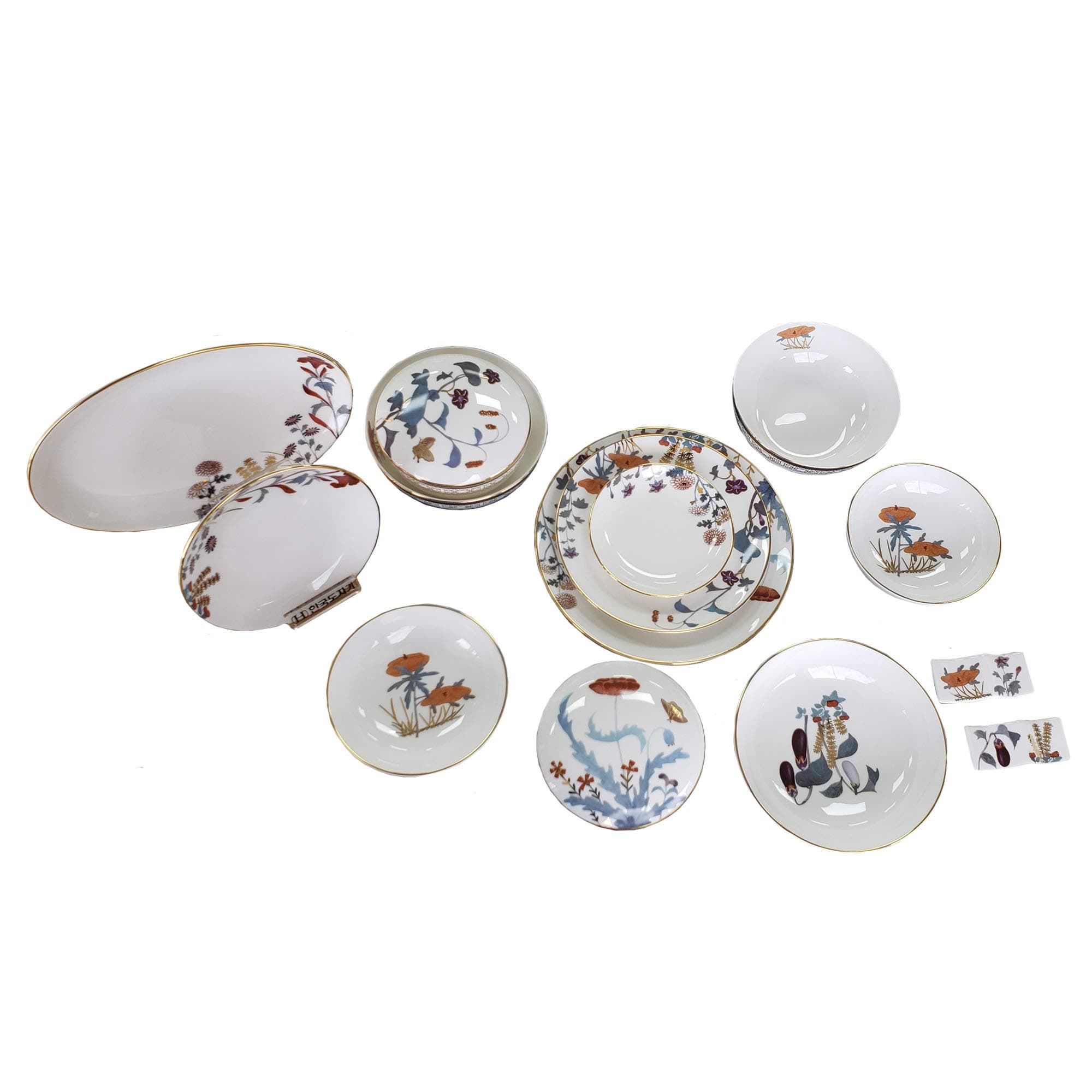 Hankook Chinaware한국도자기 Cho Choong Do Home Set 16 pc, Dinnerware, Korean Fine Bone-China, Dojagi, Ceramic