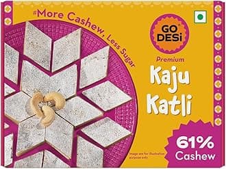 - GO DESi Premium Kaju Katli - 180 grams | 61% Cashews | More Cashews, Less Sugar | Sweets |