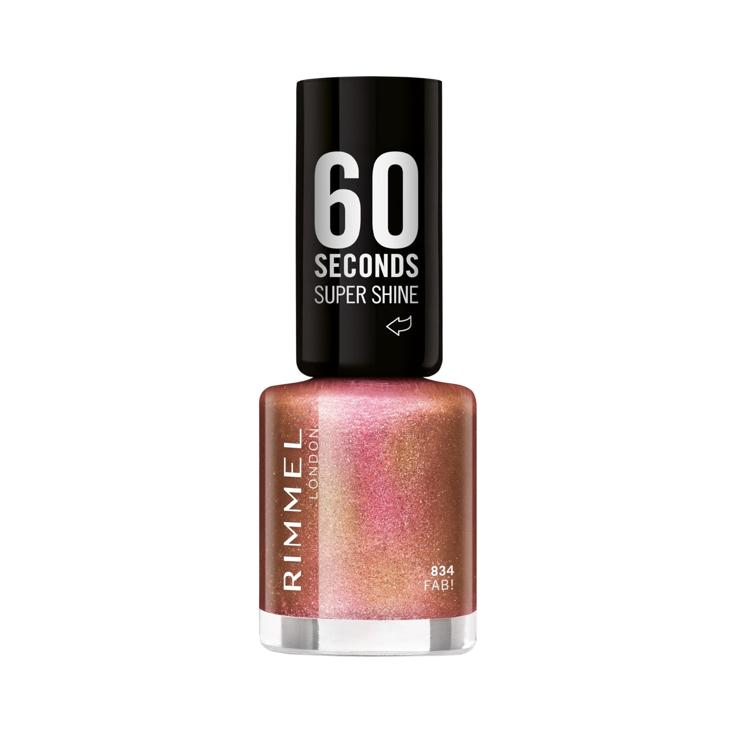 60 Seconds Glitter Nail Polish, 834 Fab, 8 ml, (Pack of 1)
