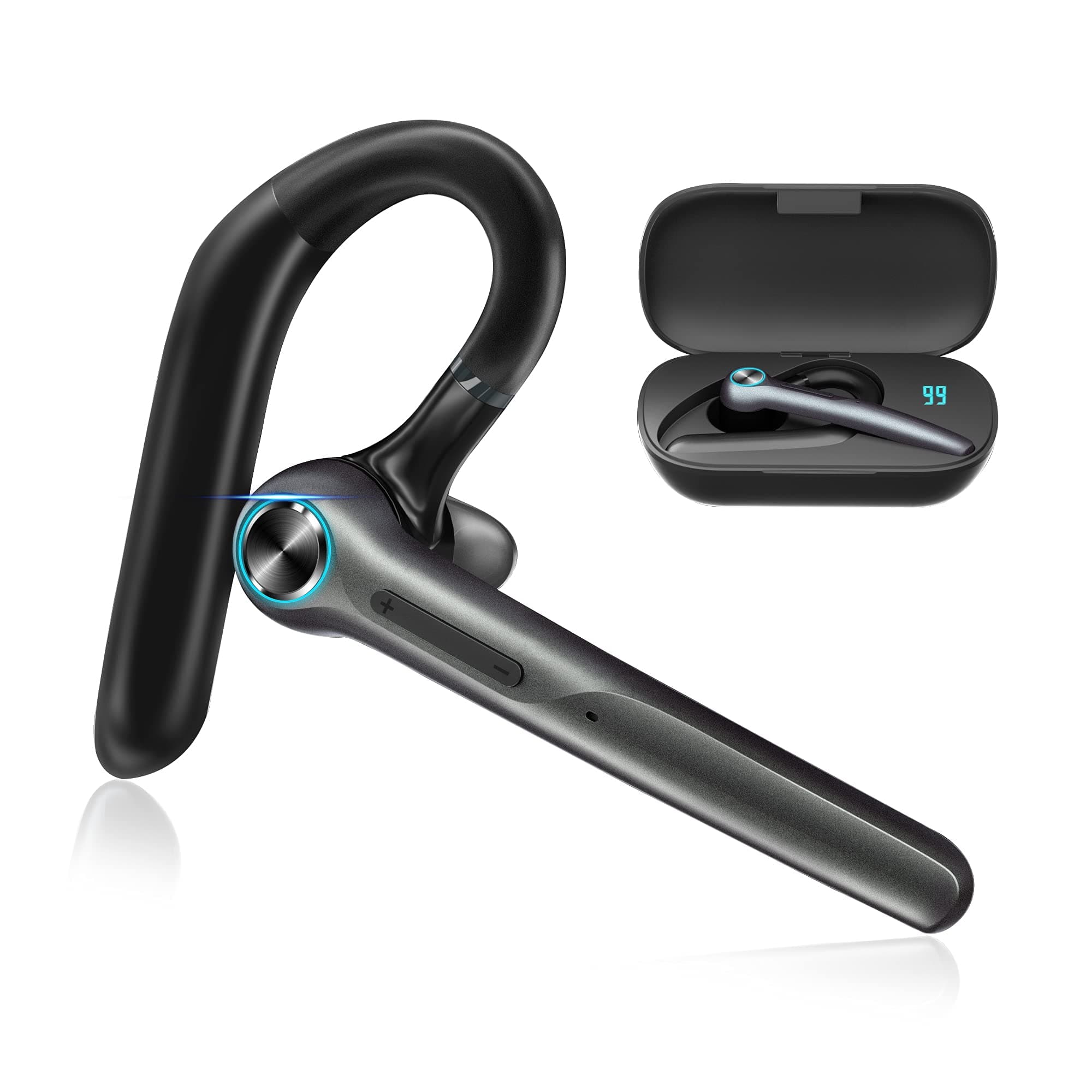 Bluetooth Headset CVC8.0 Dual Mic Noise Cancelling Bluetooth Earpiece V5.0 Wireless Hands Free Earphone for Truck Drivers Computer Laptop Business iPhone Android Cell Phones