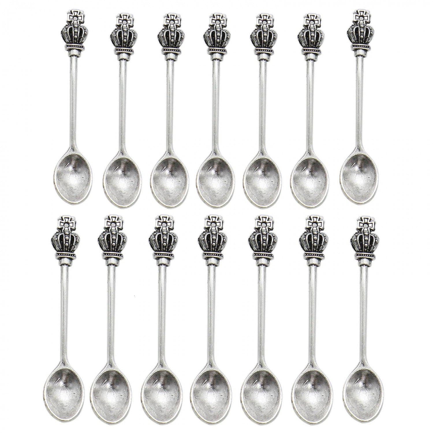 Pomeat 30pcs Silver Tone Crown Spoon Tableware Charm Pendants-2.4X0.4 inch