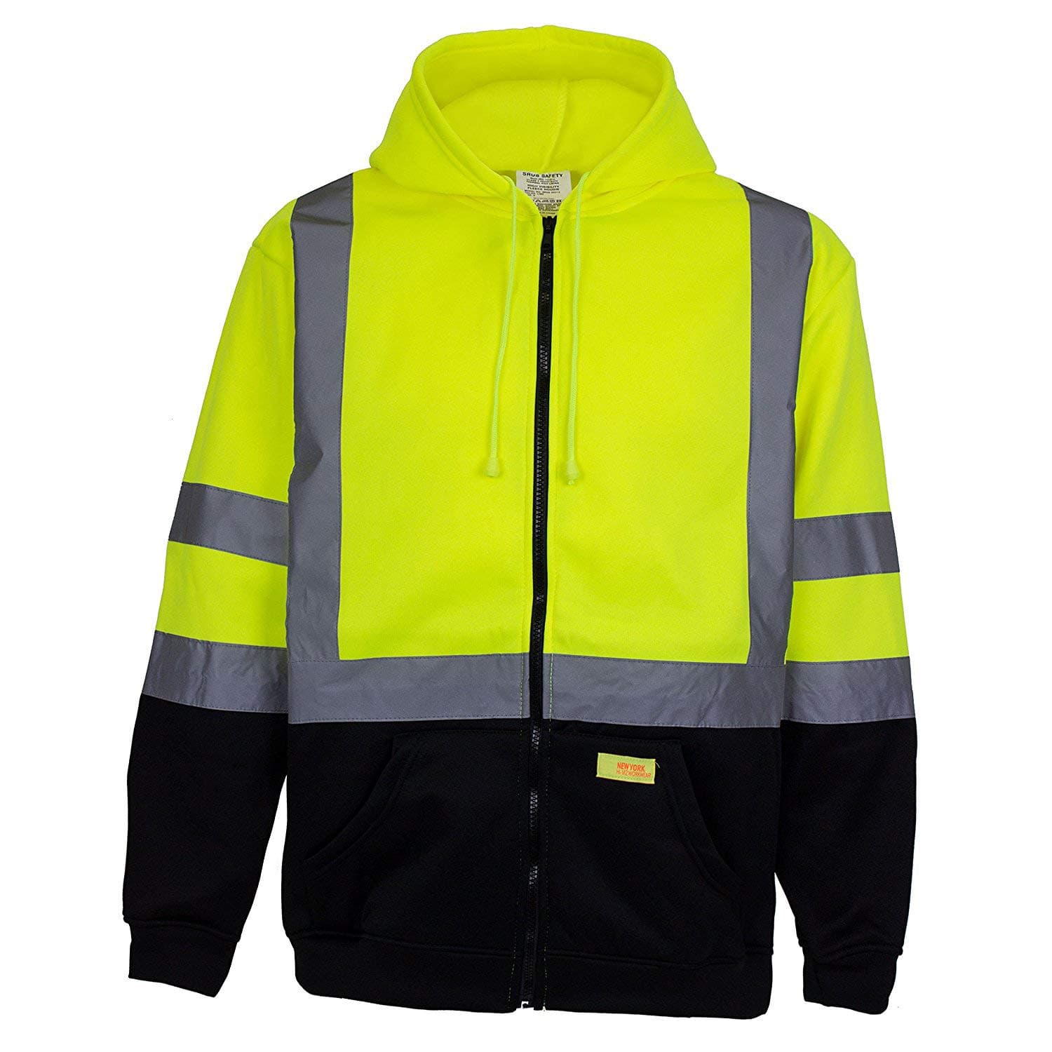 H9012 Men's ANSI Class 3 High Visibility Class 3 Sweatshirt, Full Zip Hooded, Lightweight, Black Bottom (Set of 3(M), Lime)