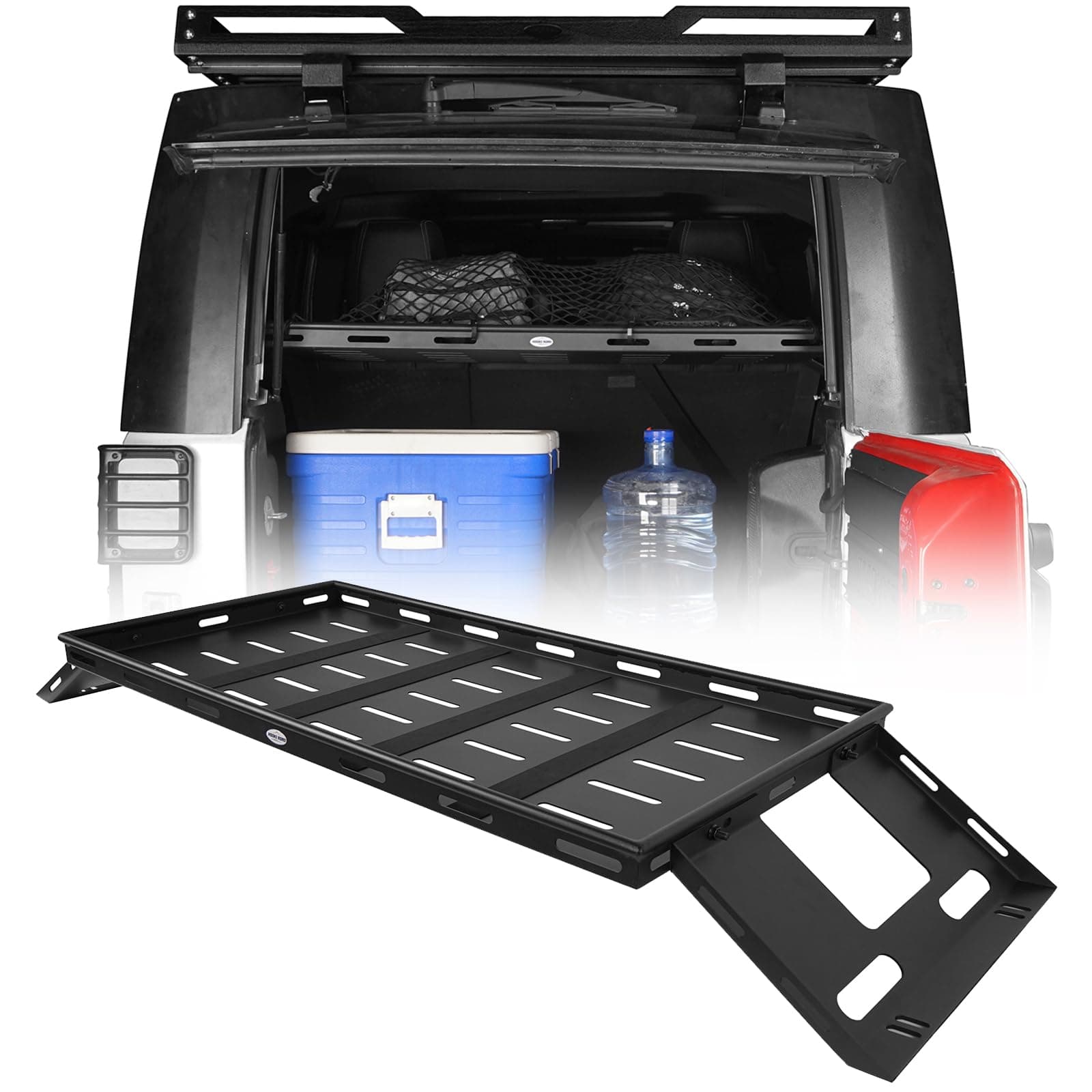 Hooke Road Rear Trunk Cargo Rack Shelf Interior Storage Basket Luggage Carrier Tray for 2007-2026 Jeep Wrangler JK JL Unlimited 4-Door Hardtops