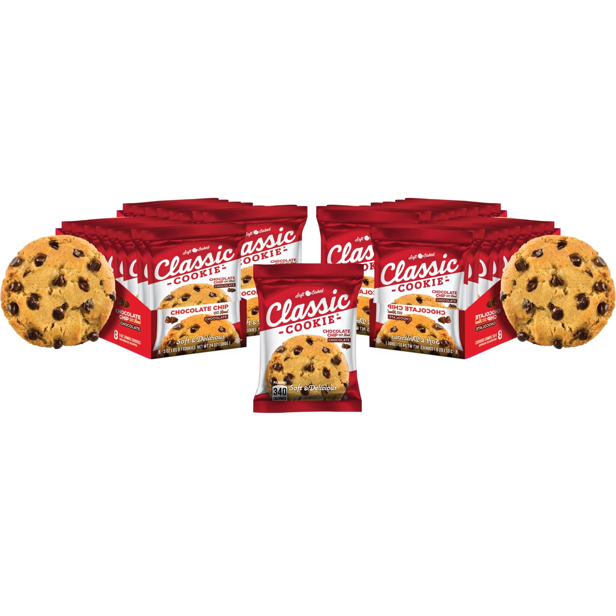 Soft Baked Chocolate Chip Cookies, 4 Boxes, 32 Individually Wrapped Cookies