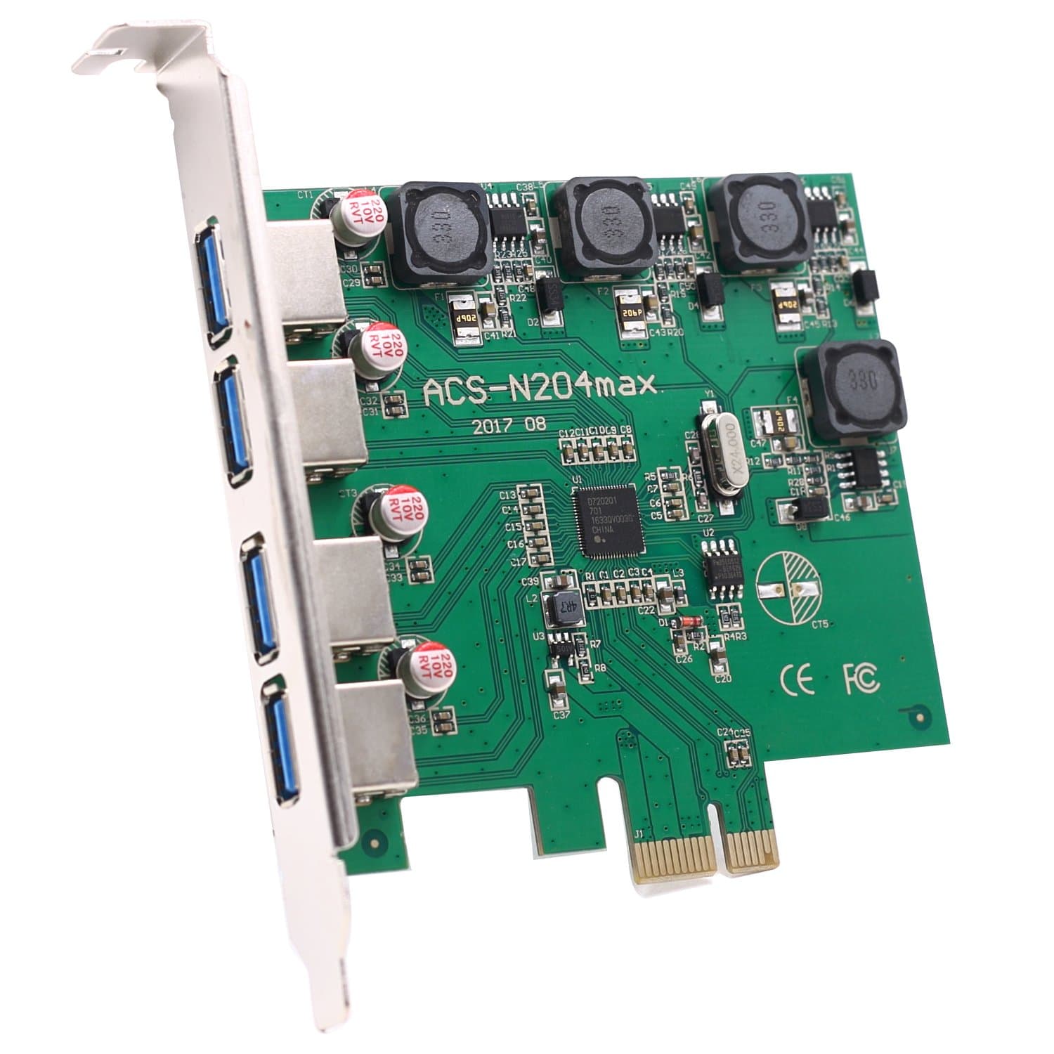 Meter Sunshine PCI-E to USB 3.0 4-Port PCI Express Expansion Card (PCIe Card), Super Speed Up to 5Gbps, 8A Max output, -(plug and play-No Need extra port)