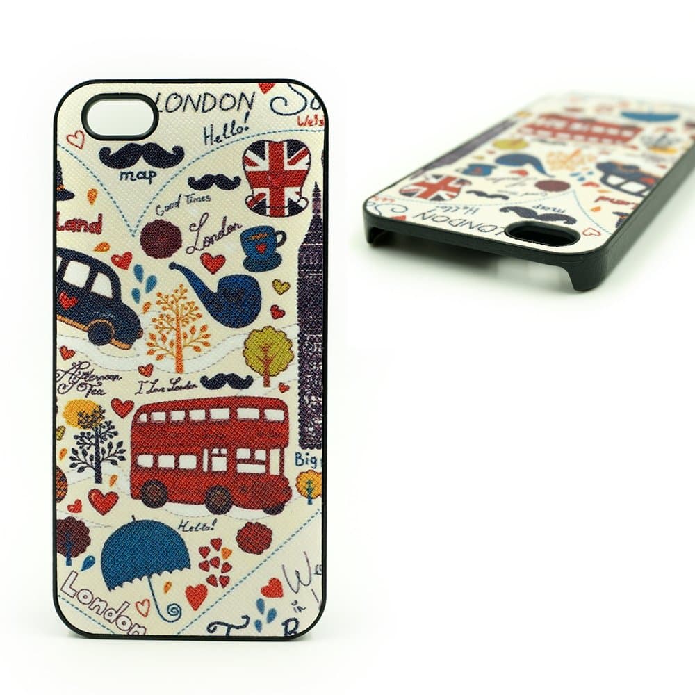 DYNBOSE Hand Painted Pattern Phone Case for iPhone 5 5G 5S Case Pouch Protective Cover Skin Hello London for iPhone 5 5S Case Cover