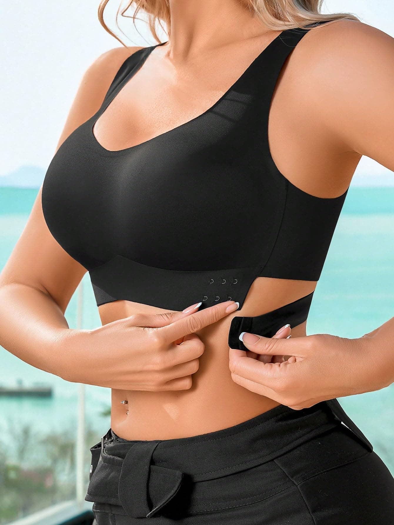 Bras for Women, Front Closure Cross Back Bra, Wide Strap Wireless Comfort Bra for Everyday Wear