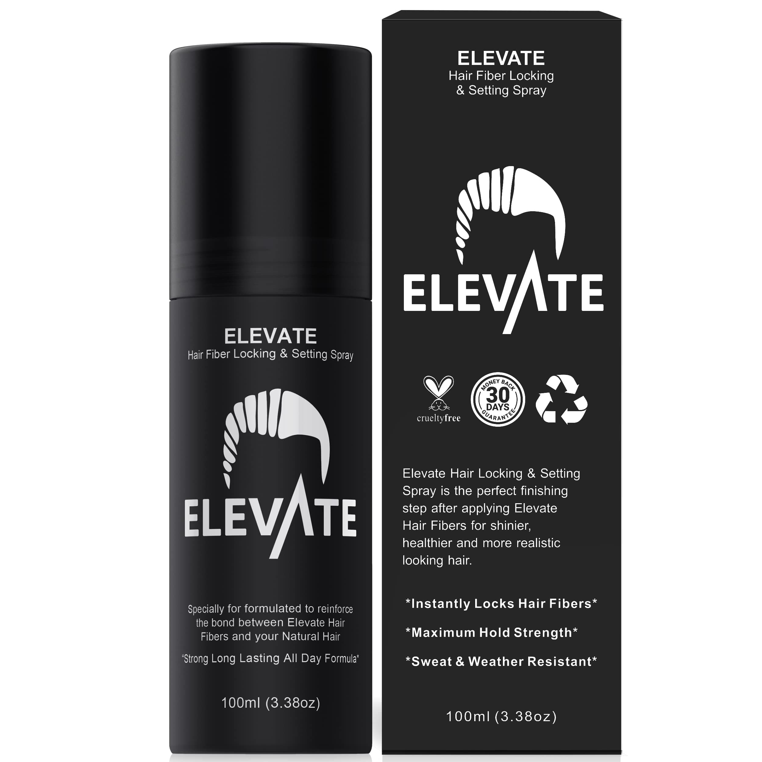 Elevate Hair Fiber Locking & Setting Hold Spray | New Advanced Long Lasting Formula | 2-6 Month Supply | Strong Formula for Wind, Sweat, and Weather Resistant for Men and Women
