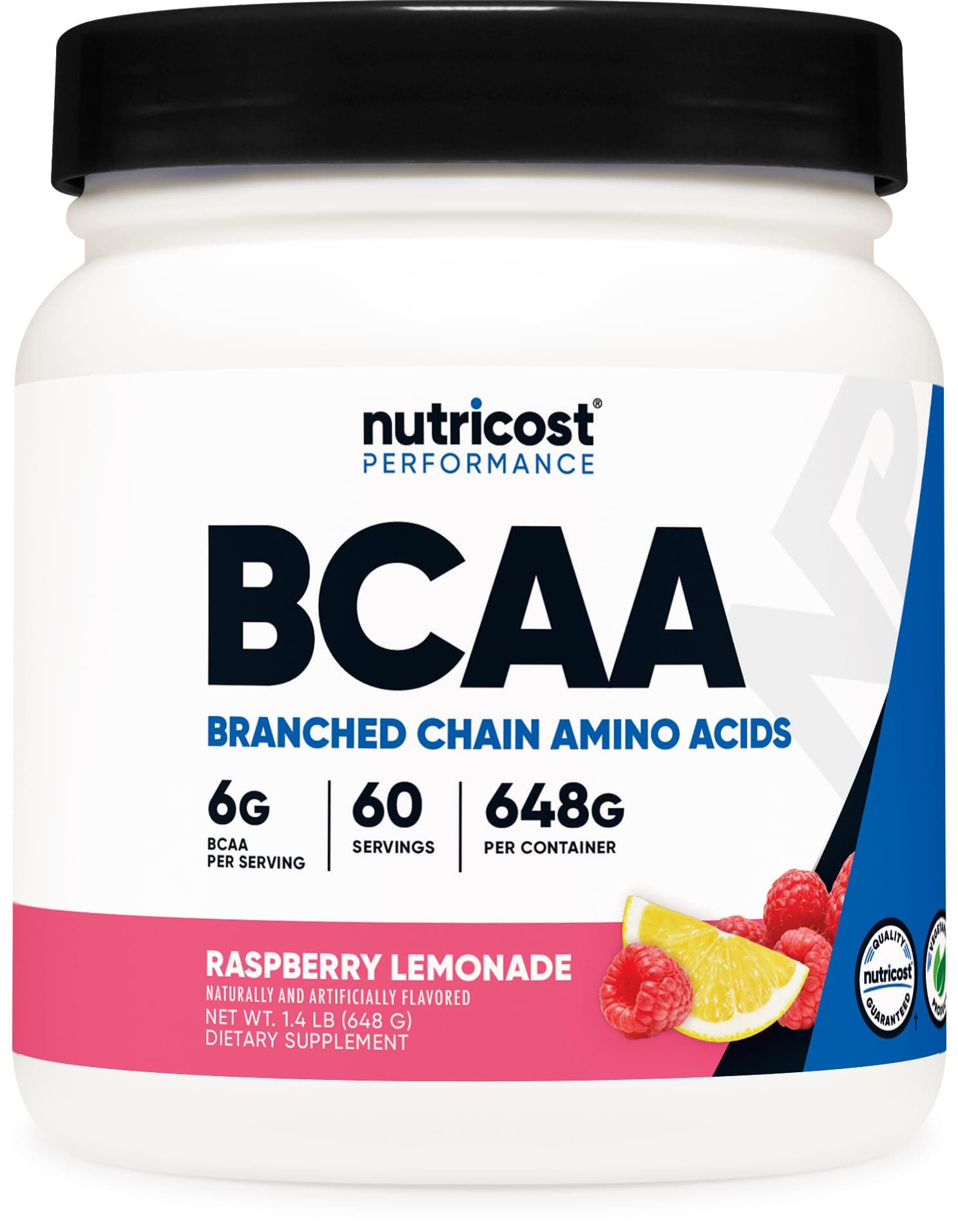 Nutricost BCAA Powder (Raspberry Lemonade, 60 Servings) - Optimal 2:1:1 Ratio