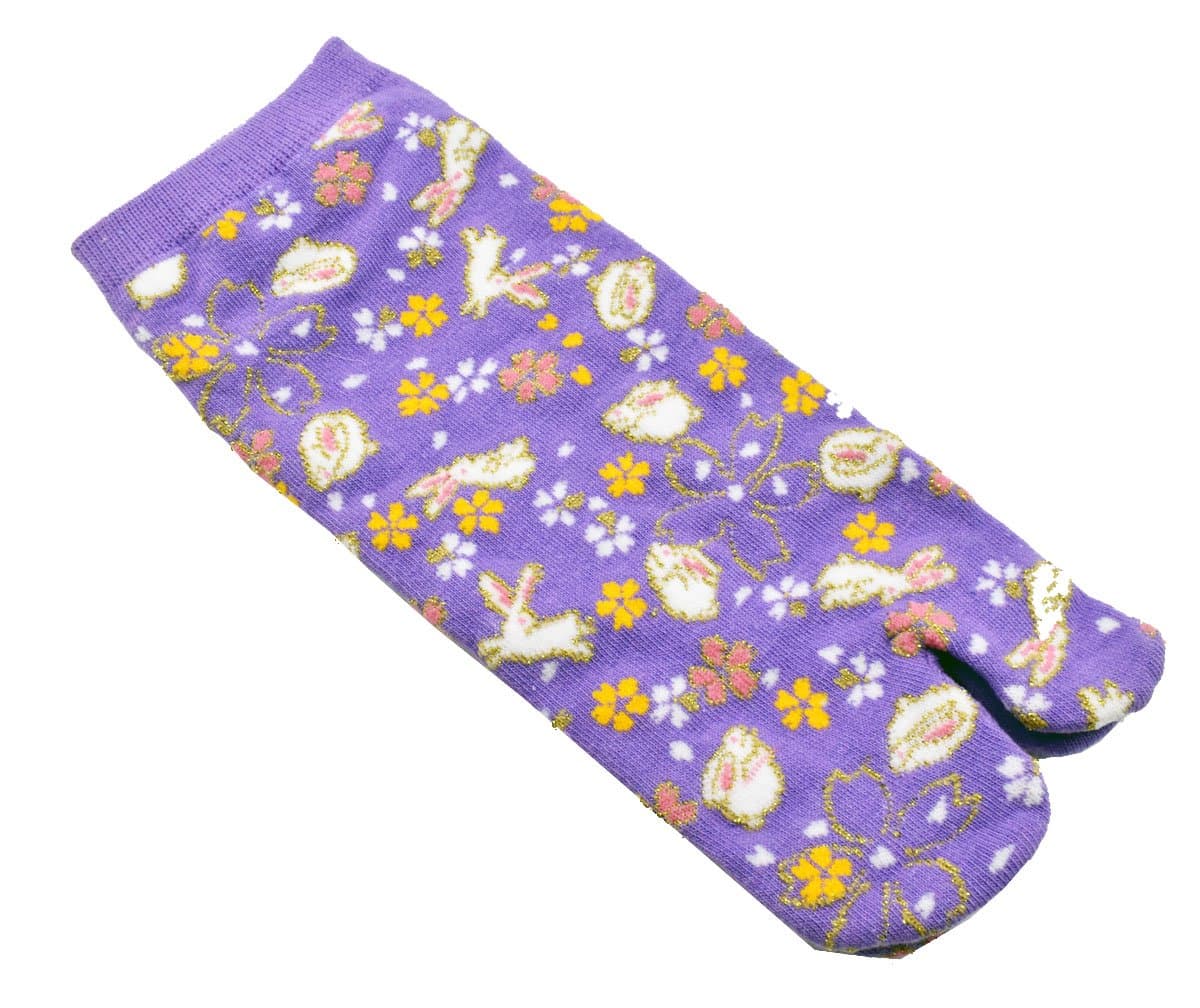 Tabi Socks 'Bani' Purple Japanese Split 2-Toe Ninja Flip Flop Geta Sandal Ankle Socks Senior 1 PAIR