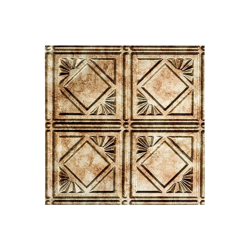 FASÄDE Traditional Style/Pattern 4 Decorative Vinyl Glue Up Ceiling Panel in Bermuda Bronze (12X12 Inch Sample)