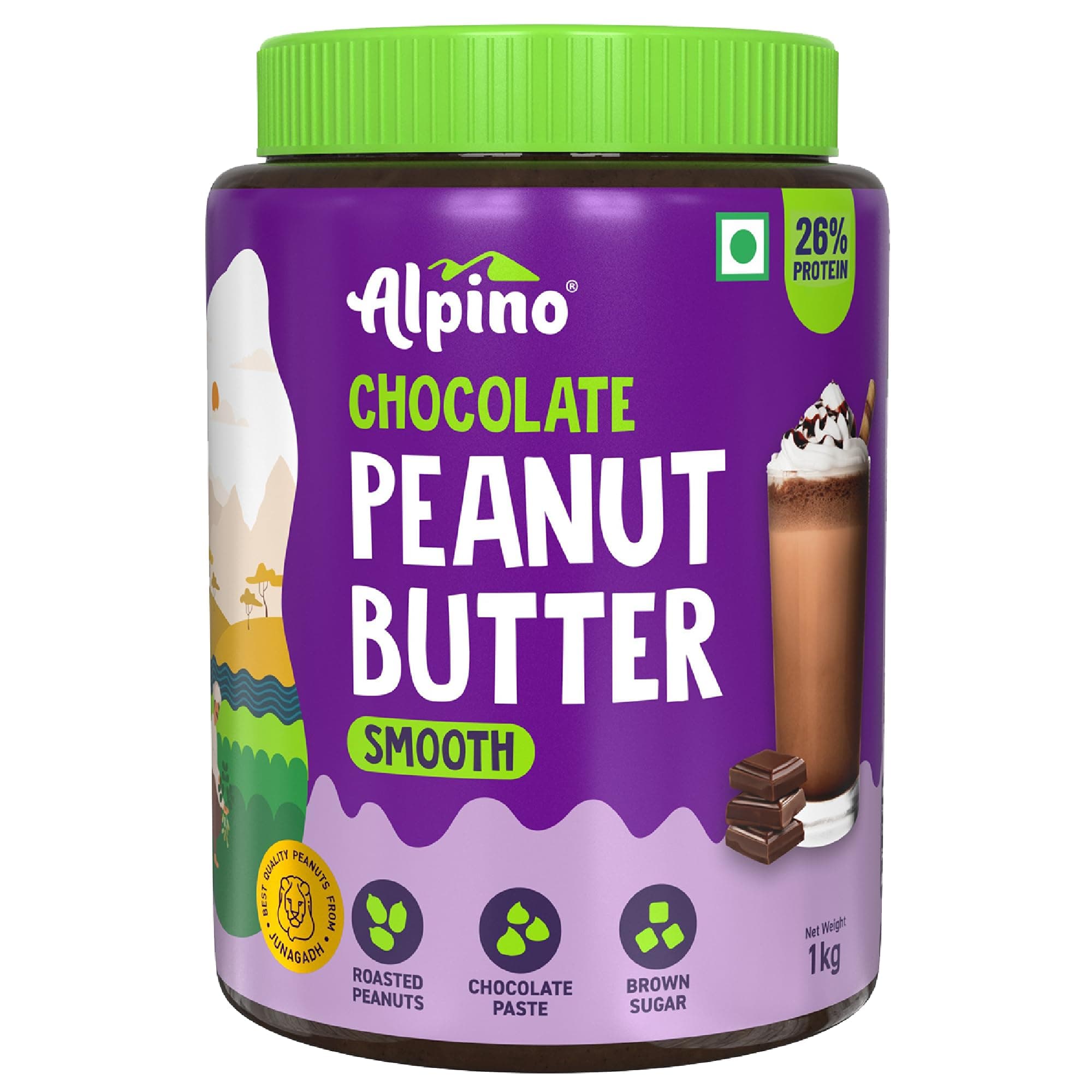 Chocolate Peanut Butter Smooth - Roasted Peanuts, Chocolate Paste, Brown Sugar & Sea Salt - 24g Protein, Gluten Free – Plant Based Peanut Butter Creamy (1 KG)
