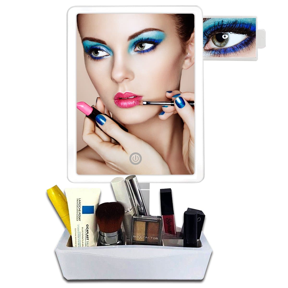 Artifi LED Large Lighted Makeup Mirror, Lighted Vanity Mirror with 10X Insert Magnifying Mirror and Makeup Organizer, Fully Adjustable Desktop Makeup Mirror with Lights, Xmas Gifts