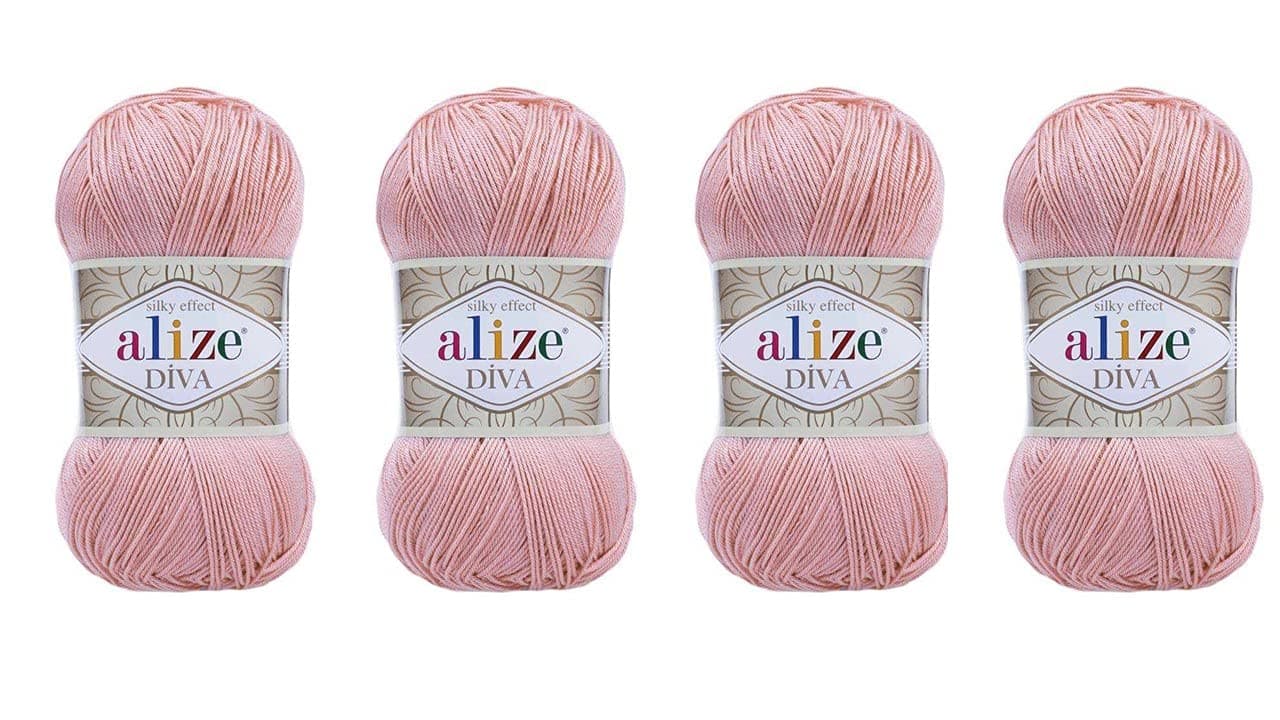 AlizeHand Knitting Yarn 100% Microfiber Acrylic Yarn Diva Silk Effect Thread Crochet Art Lace Craft Lot of 4 skeins 400gr 1532yds (363)