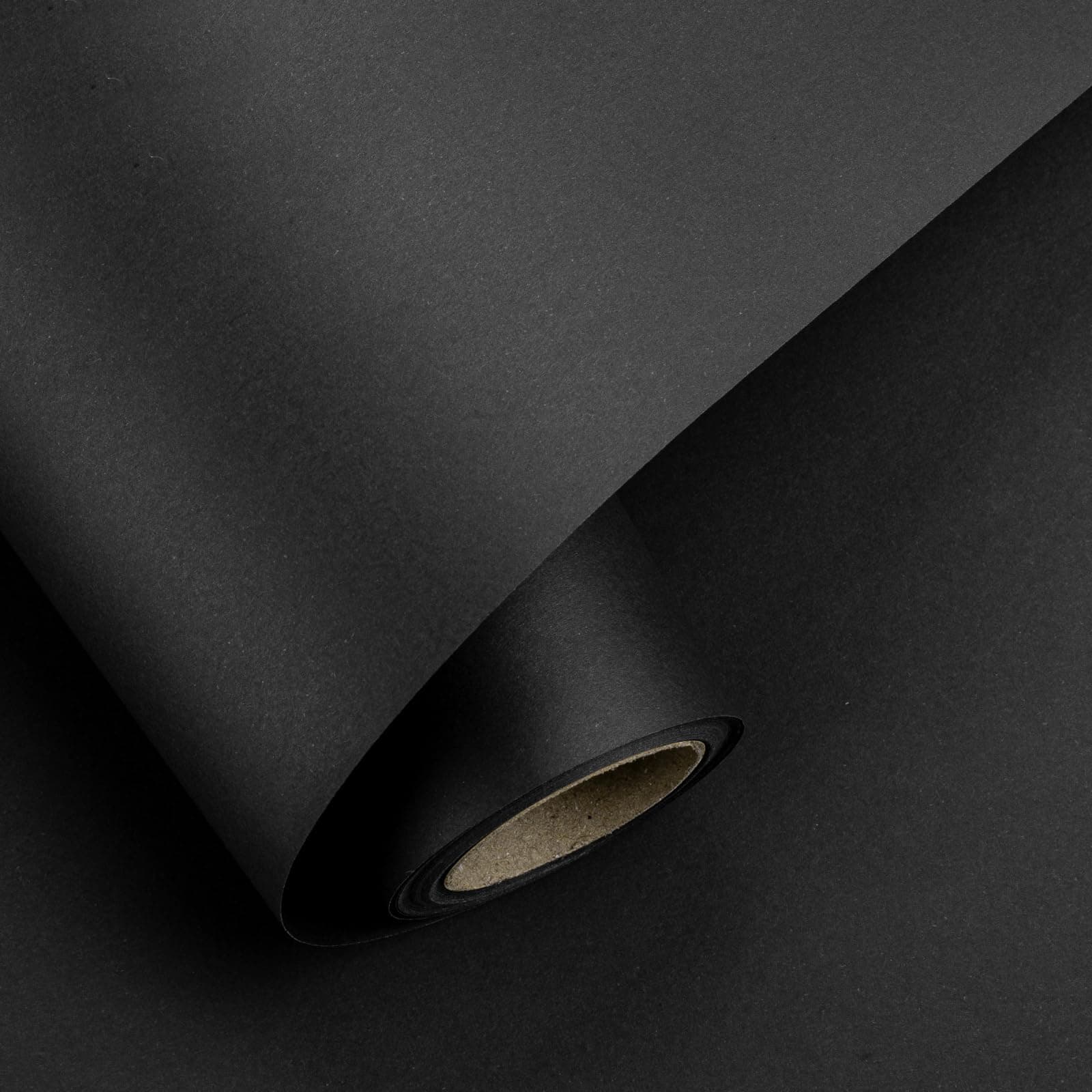 MIMUTI Black Kraft Wrapping Paper - Solid Color Wrapping Paper Perfect for DIY Making, Wedding, Birthday, Christmas, Kids Art Kraft Projects - 17 Inches x 33 Feet