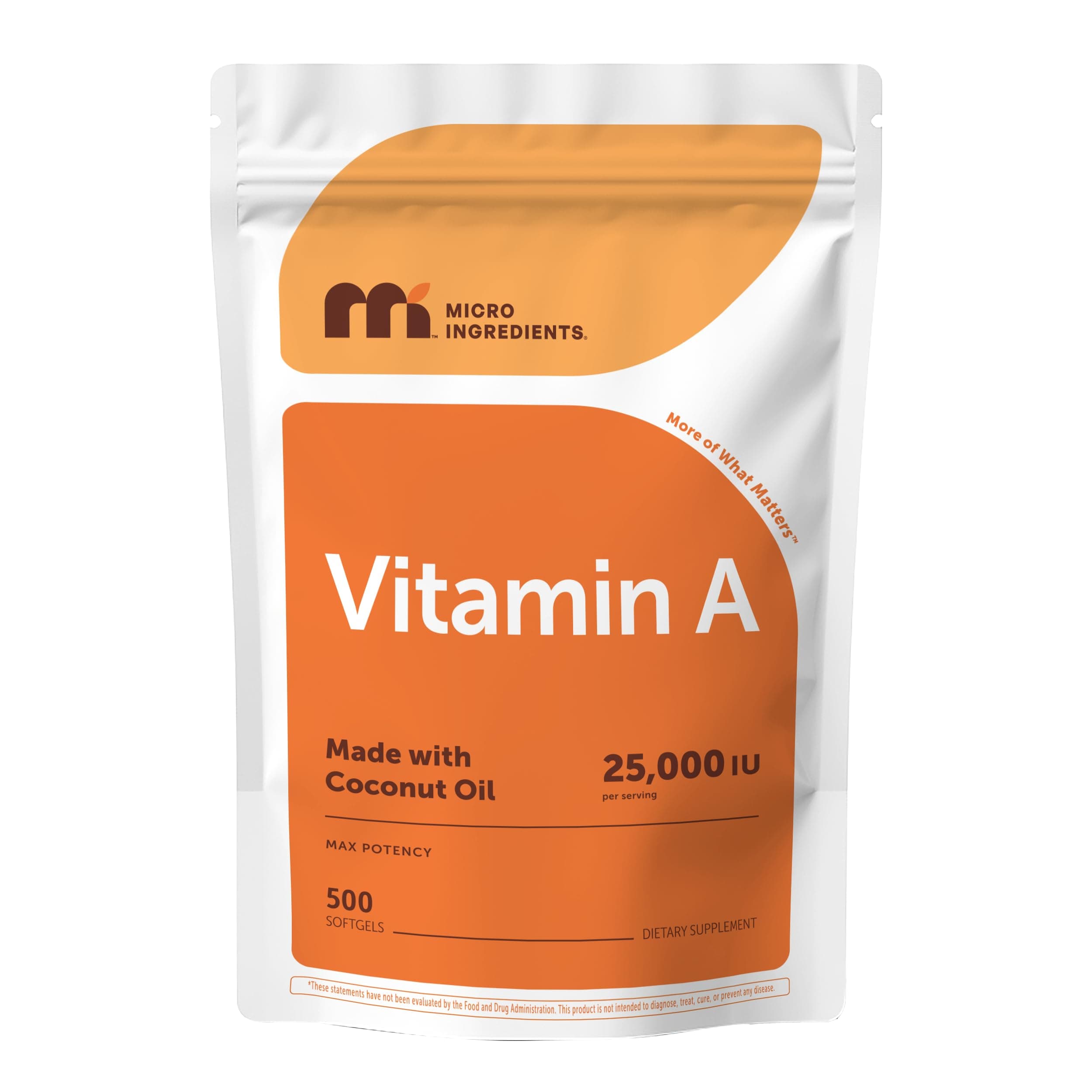 Maximum Strength Vitamin A 25000 IU | 500 Softgels with Coconut Oil for Better Absorption | Essential Vitamins | Non-GMO, Easy to Swallow