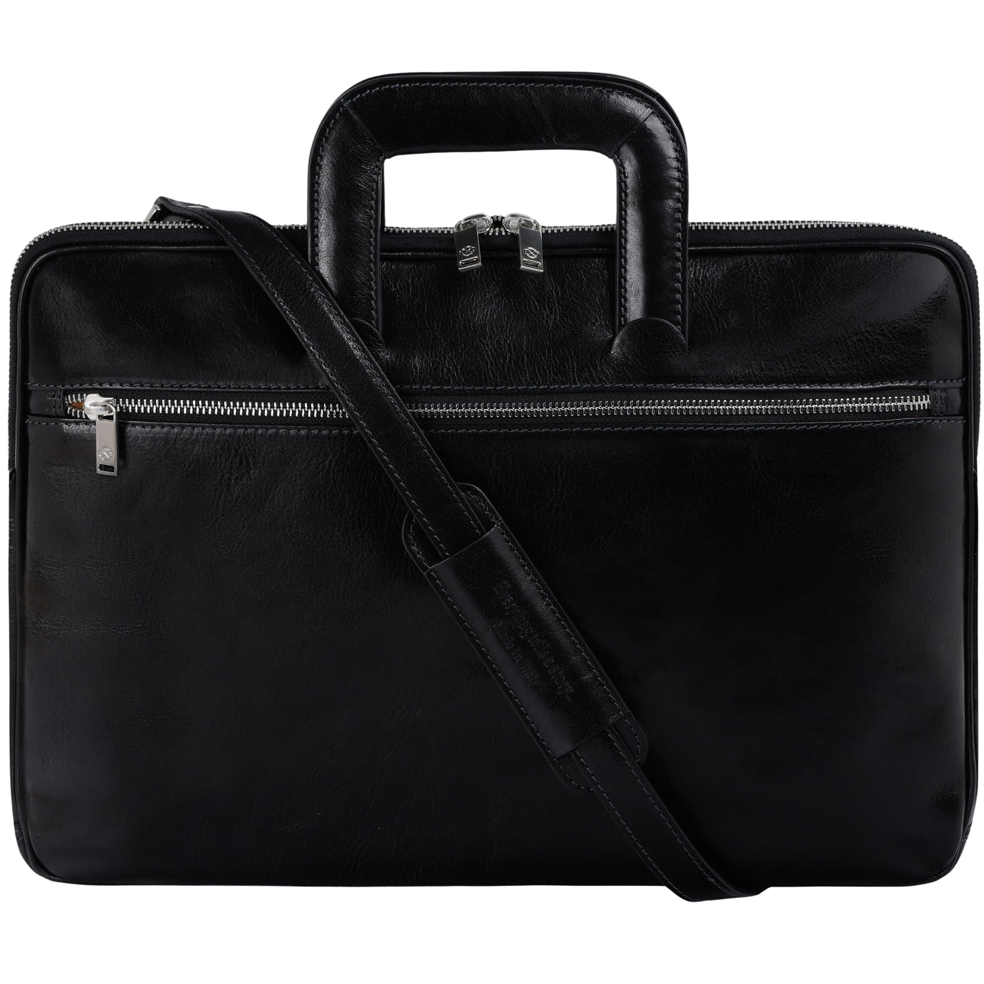 Time Resistance Slim Leather Briefcase - Italian Handmade Leather Computer Bag - Briefcase for Men and Women - Laptop Bag