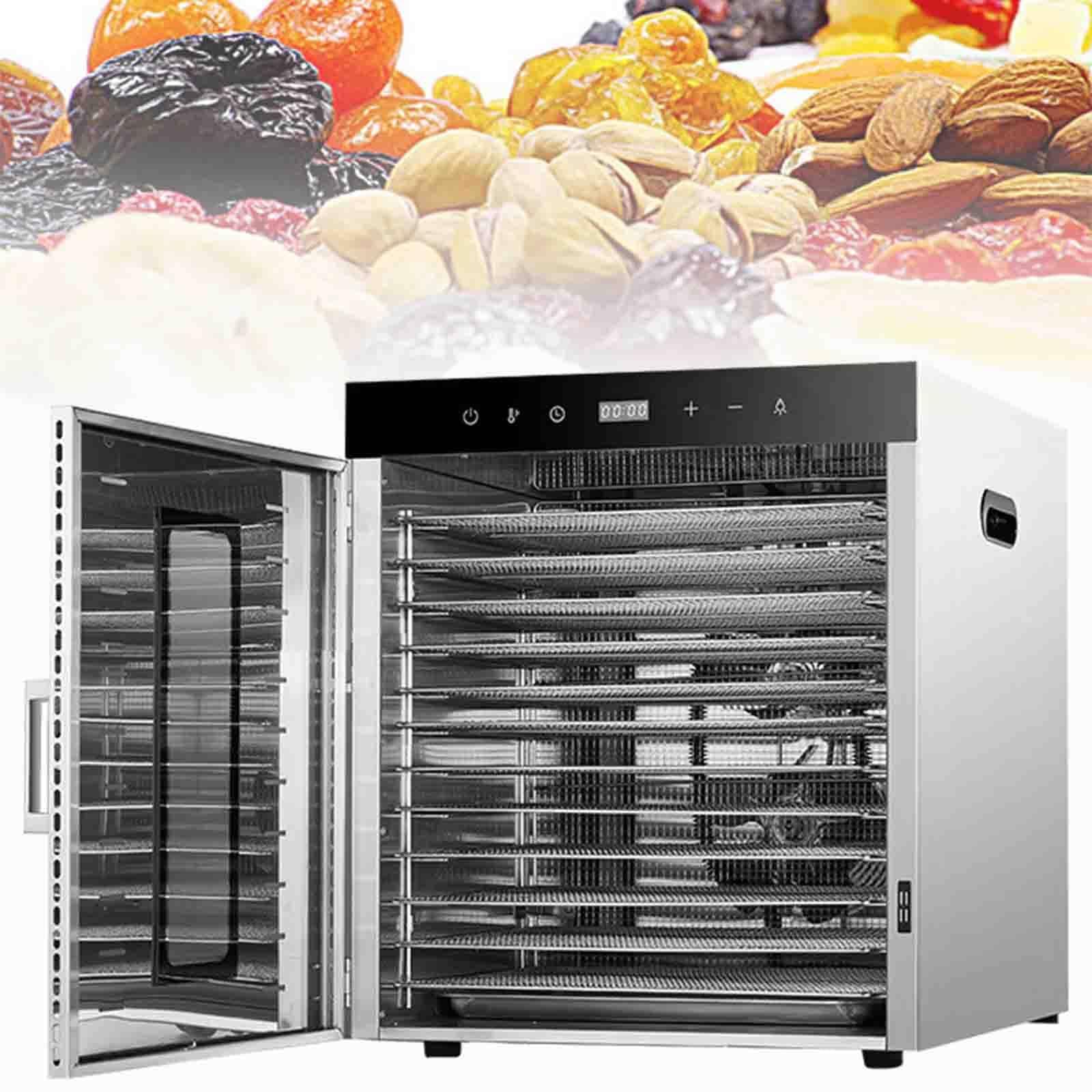 10 Layer Dehydrator 1000W Commercial Food Dehydrators Time Setting: 0-24H Temperature 30°C - 80°C + Control Panel 360° Fan for Fruit, Vegetables, Meat, Seafood