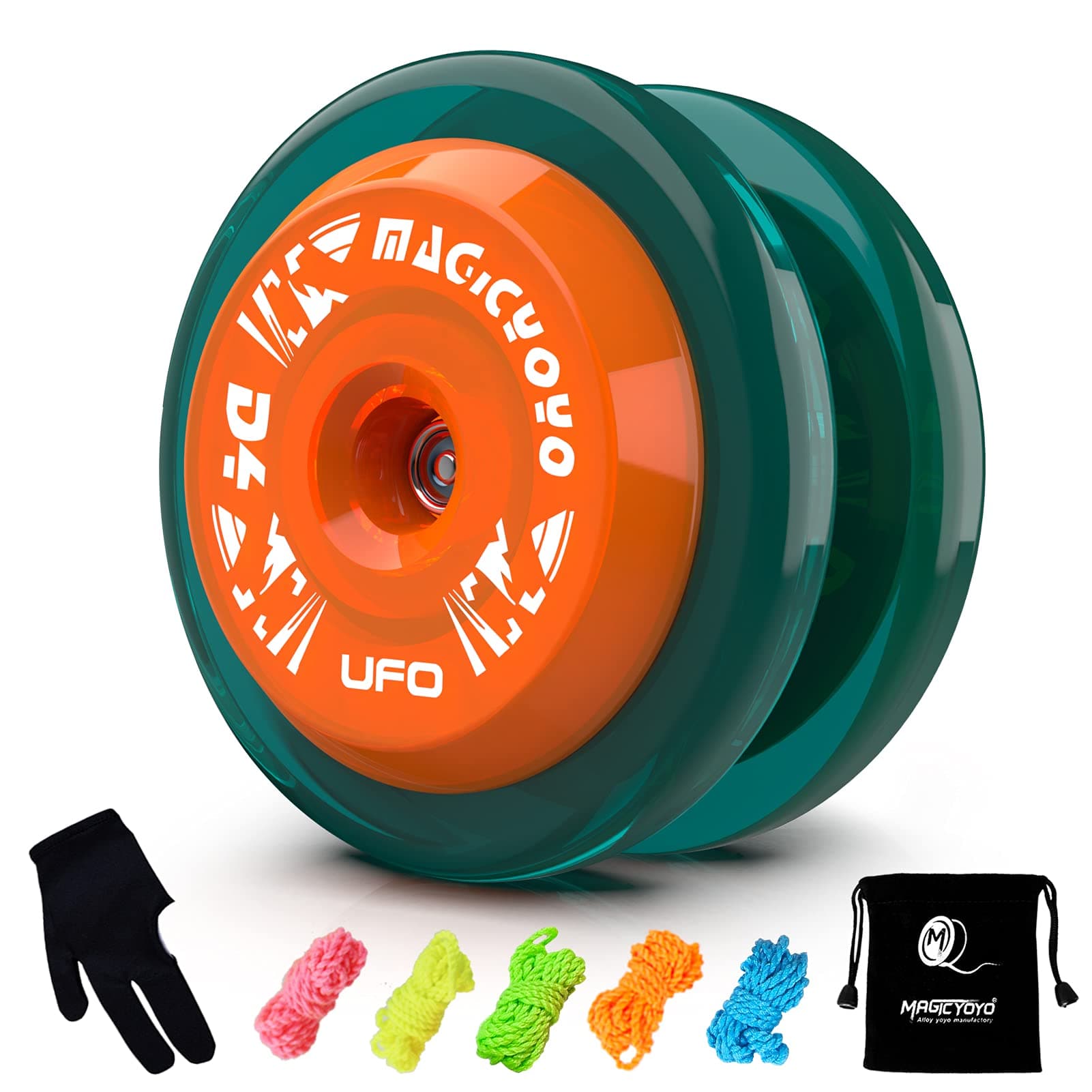 YOSTARMAGICYOYO D4 Responsive Yoyo for Beginners, 2A Looping yo yo for Kids, Professional Trick Yoyo with Extra 5 Yoyo Strings Replacement , Yo-Yo Glove, 1 Yoyo Bag (Green Orange)