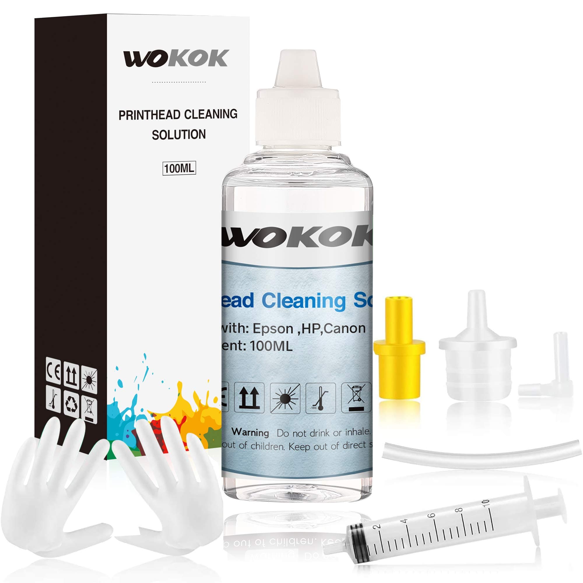 Printer Cleaning Kit | Printhead Cleaning Kit | for Inkjet Printers HP/Brother/Epson/Canon WF-7710 WF-3640 7620 8600 8610 8620 WF-2750 WF-2650 ET-2750 ET-2650 C88 Liquid Printers Nozzle(100ml)