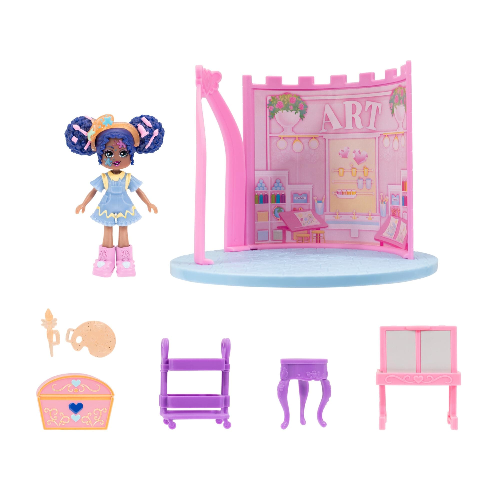 Art Class Playset - 1 Doll, 6 Accessories - 1 Surprise Water Reveal - Fits Inside Castle Playset - Virtual Item Code Included - Ages 5+