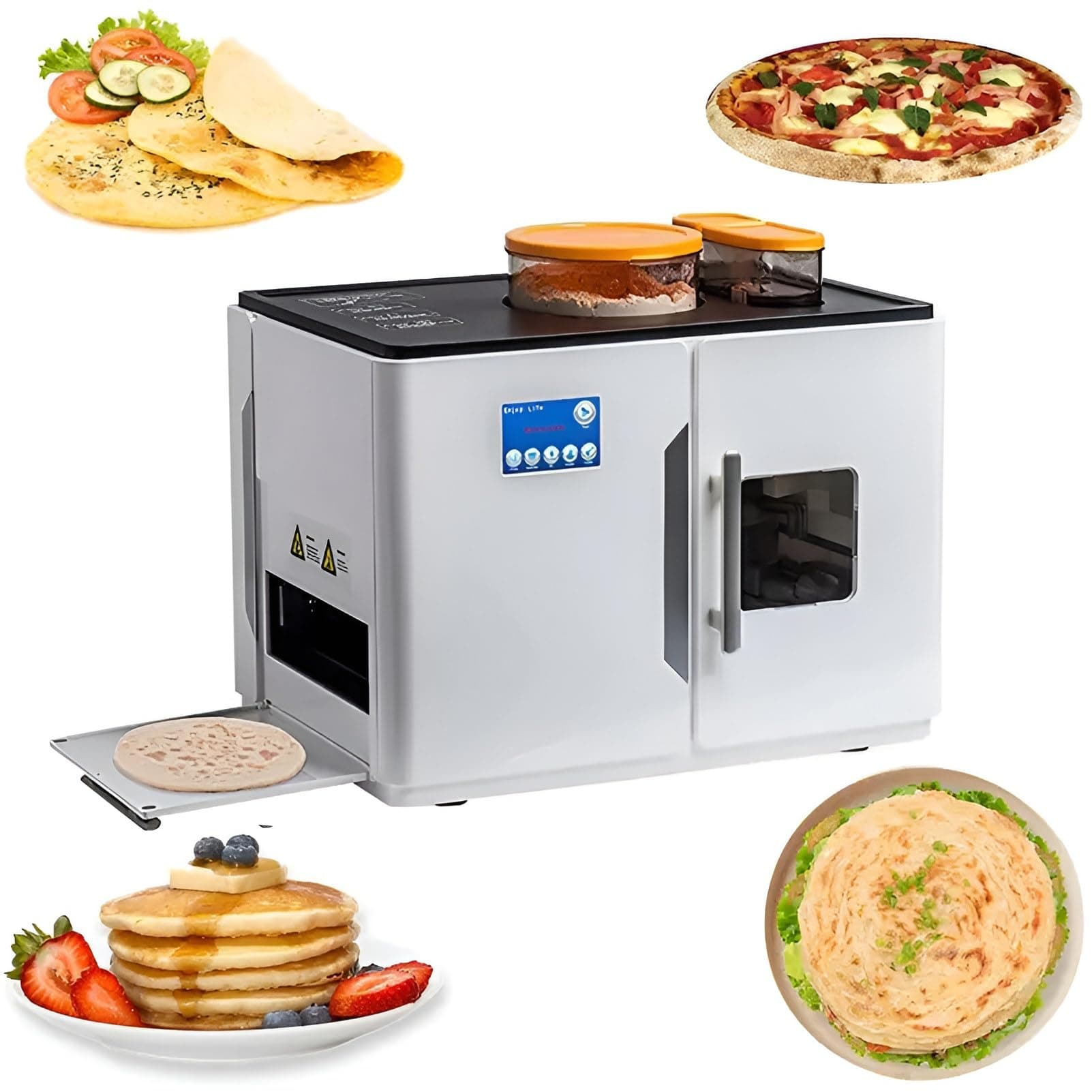 Fully Automatic Roti and Chapati Maker, Make 20 Delicious Flatbreads, Tortillas, and Pitas in One Go with One, Button for Perfect Indian Roti,White