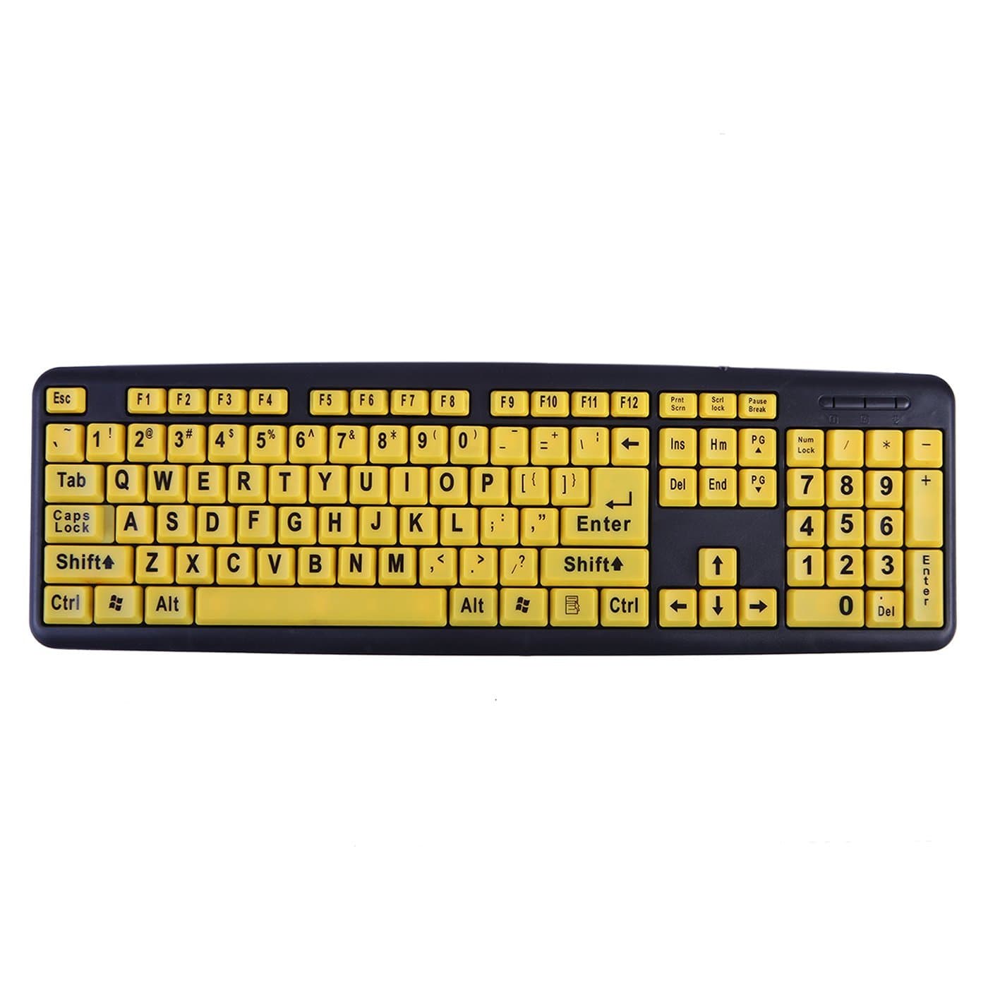 HDE Large Print Keyboard Wired Large Letter Key Keyboard USB Keyboards for Visually Impaired (Yellow Keys)