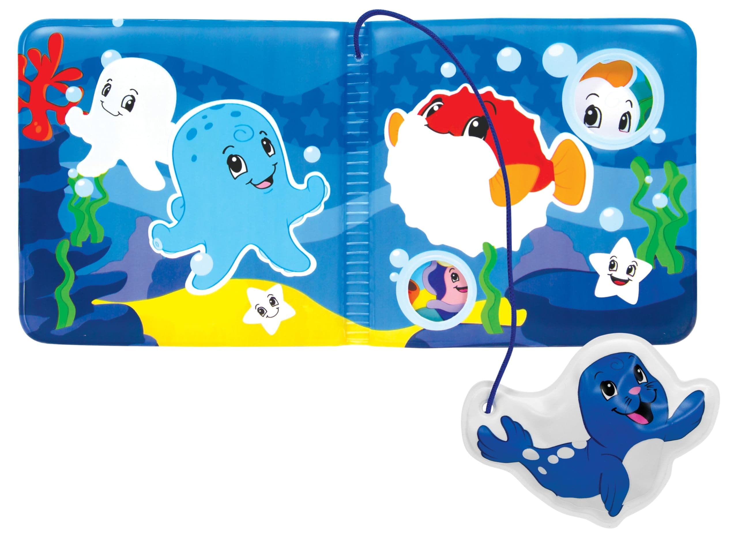 Simba 104010065 ABC Magic Bath Book, Pictures with Colour Changing, Seal Pendant with Squeaker, 8 Pages, 13 x 13 cm, from 6 Months