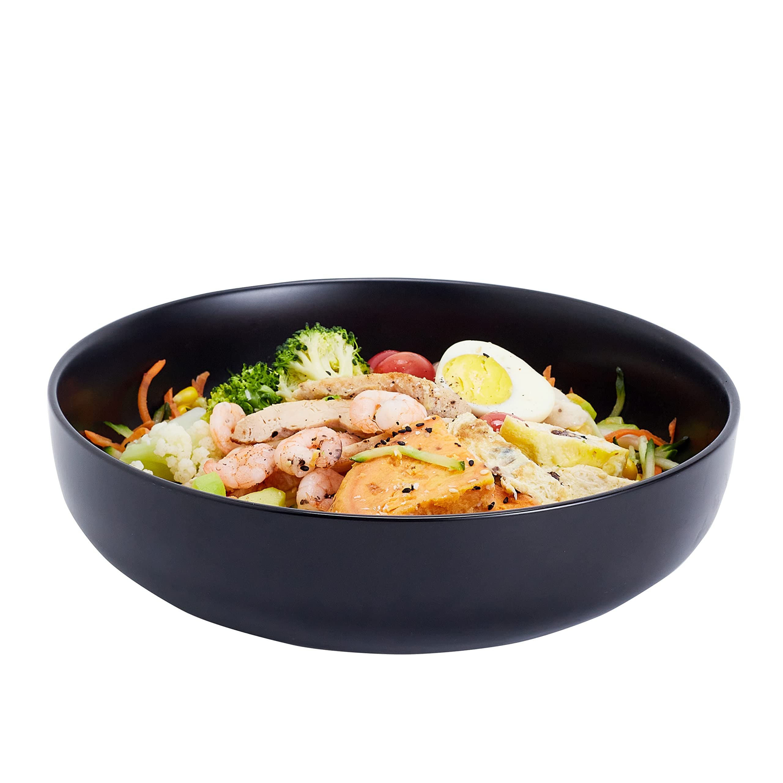 Porcelain White Pasta 10in Large Serving Bowl- 2.8 Quart (Black)