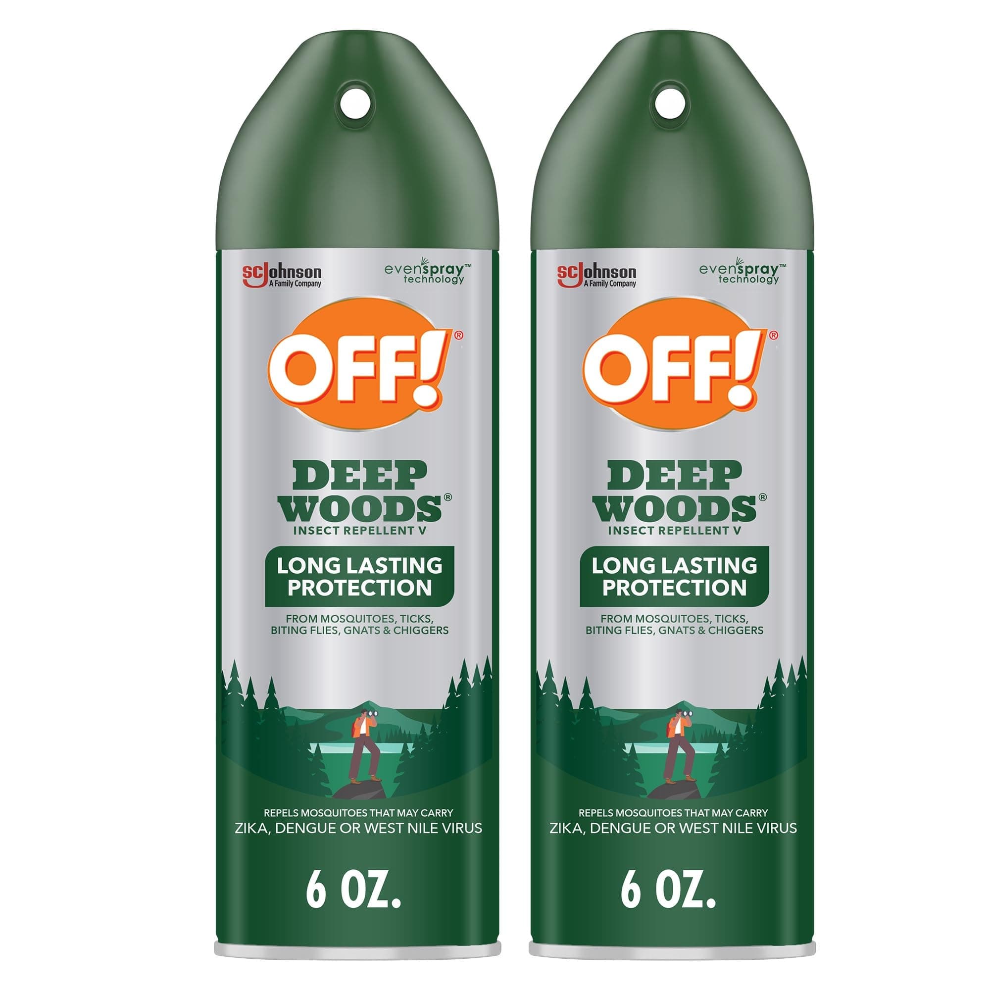 OFF! Deep Woods Insect Repellent Spray with 25 Percent DEET Provides up to 8 Hours of Mosquito Protection 6 Ounce (Pack of 2)