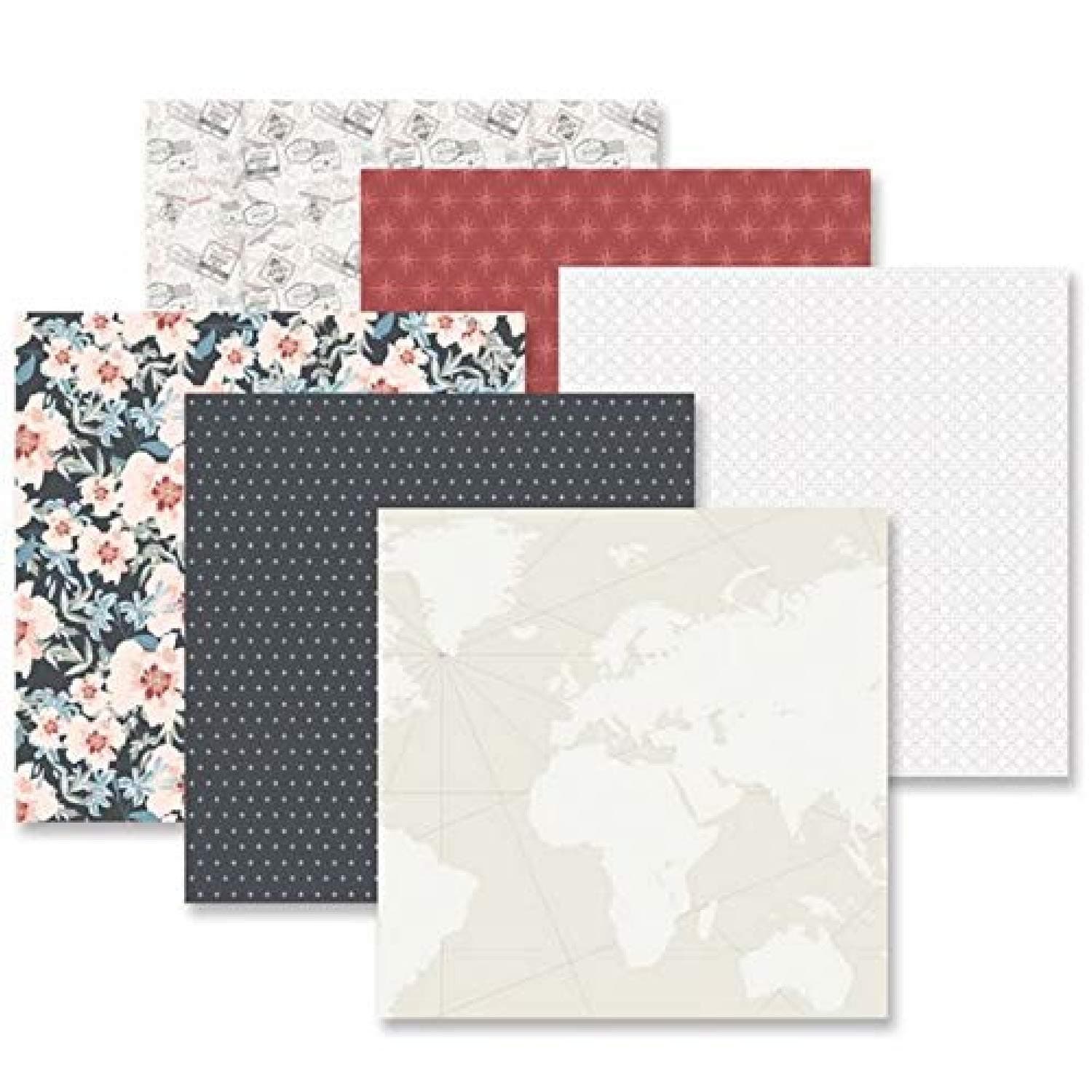 Travel Log Decorative Paper Pack by Creative Memories 12 Sheets of Double-Sided 12x12 Scrapbook Paper