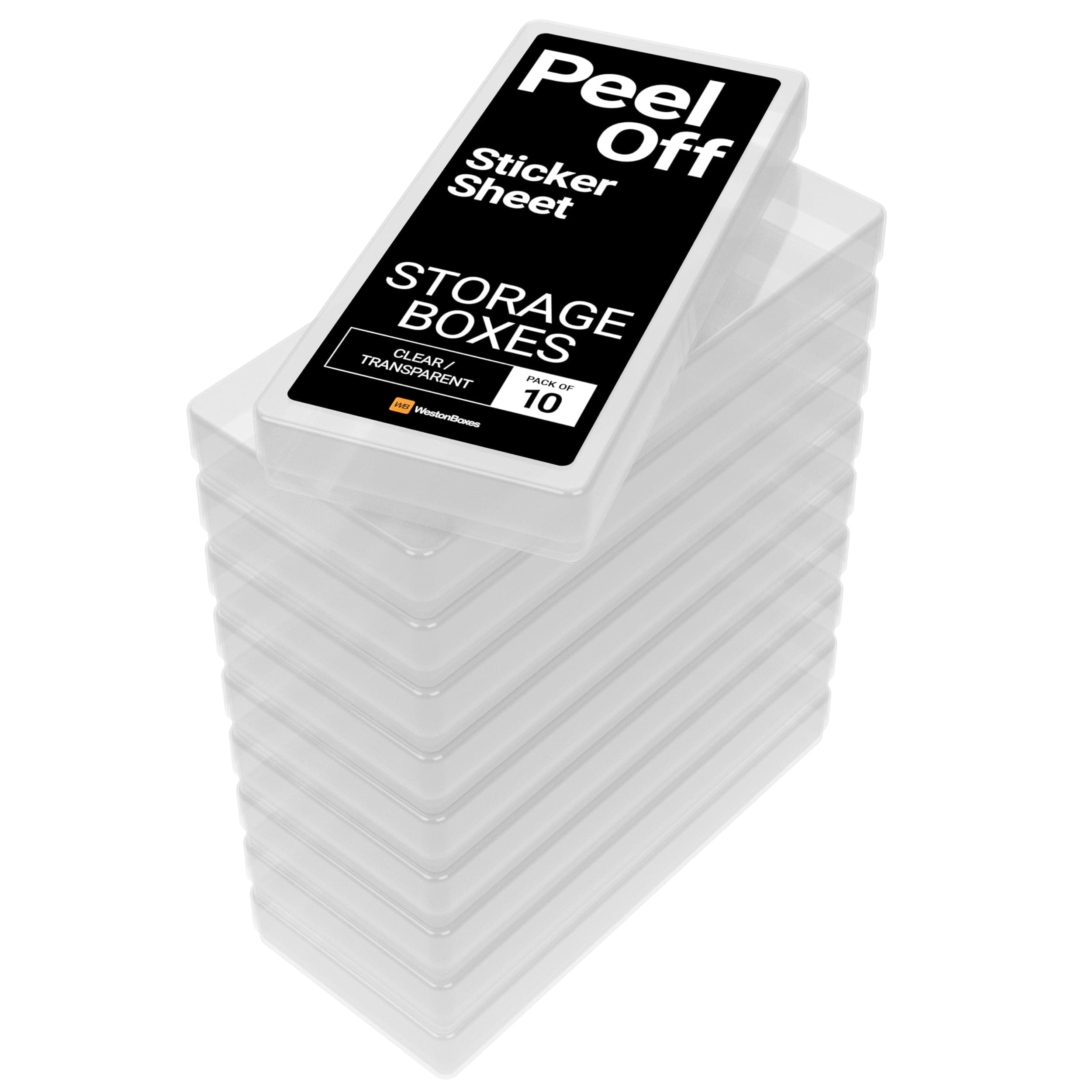 Plastic Peel Off Sticker Sheet Storage Box for arts, crafts, cardmaking and scrapbooking (Clear, Pack of 10)