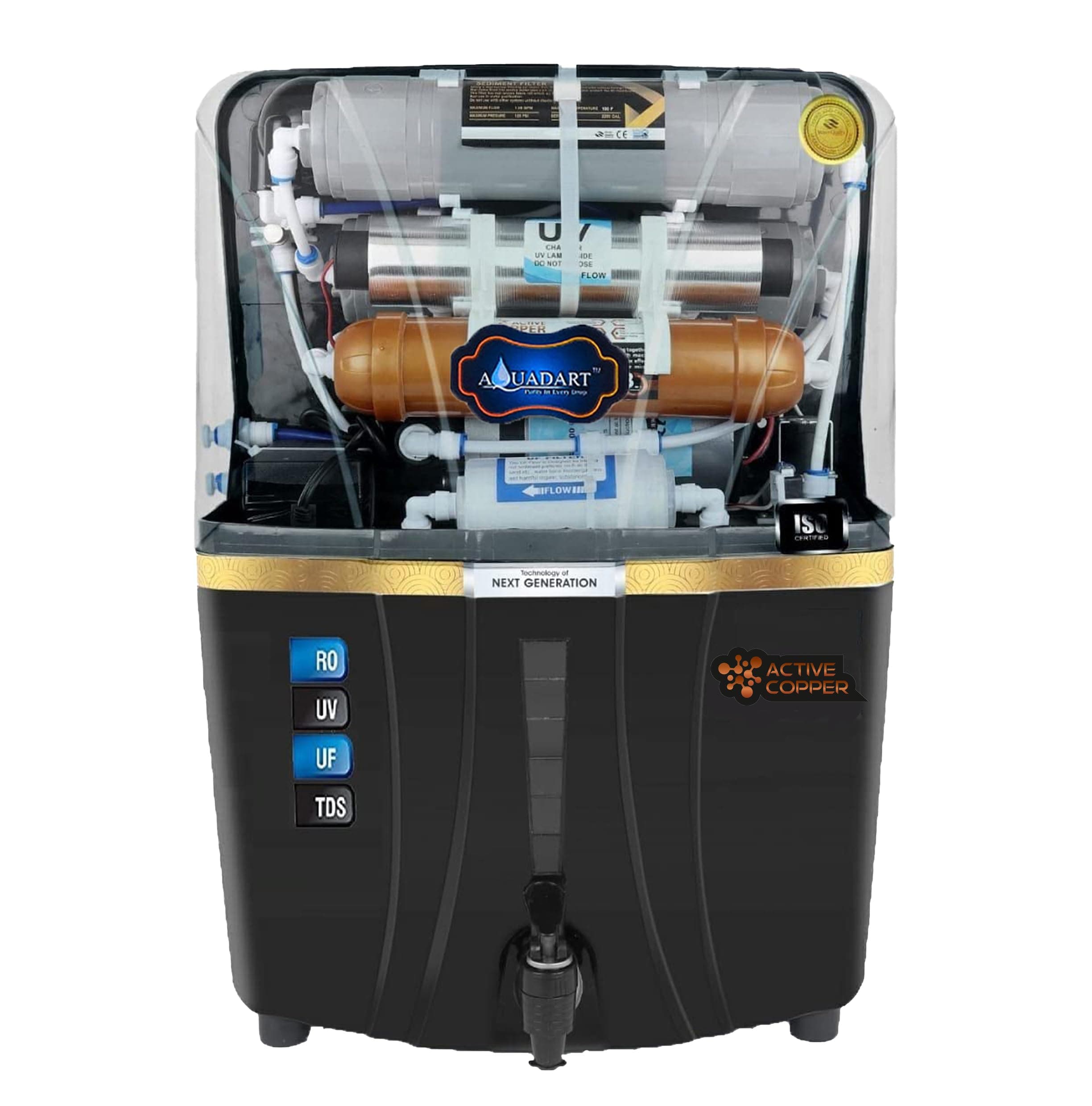 Copper RO Water Purifier | 12 L | RO+UV+UF+ Active Copper+TDS Control+UV | Purified Water with Goodness of Copper