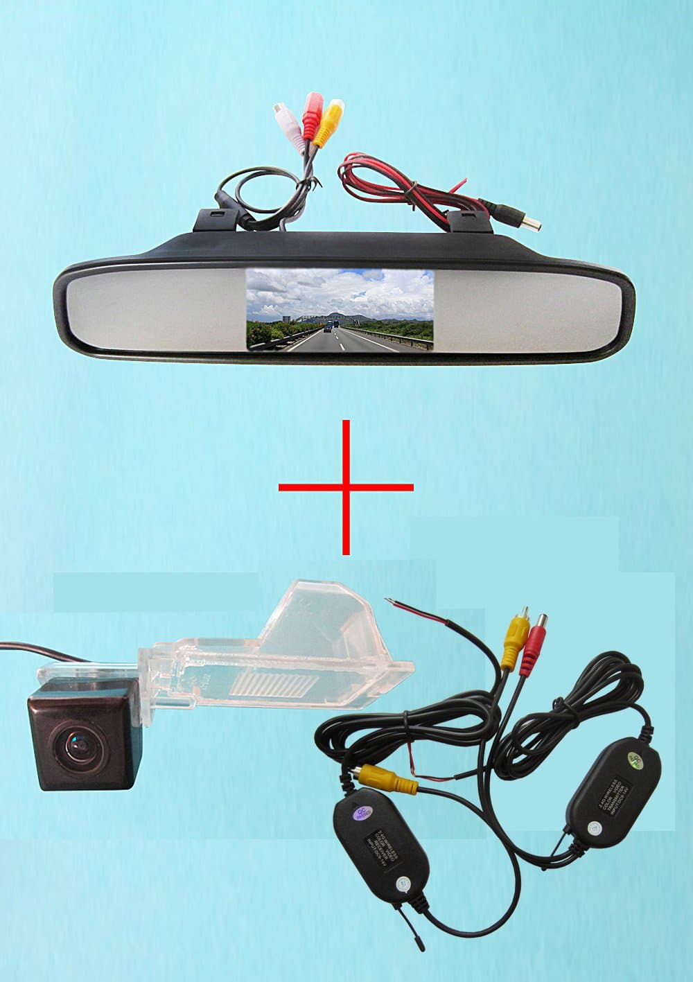 FUWAY Wireless CCD Car Rear View Reverse Camera for Ford Edge Escape Mercury Mariner, with 4.3 Inch Color LCD TFT Rear View Mirror Monitor Screen