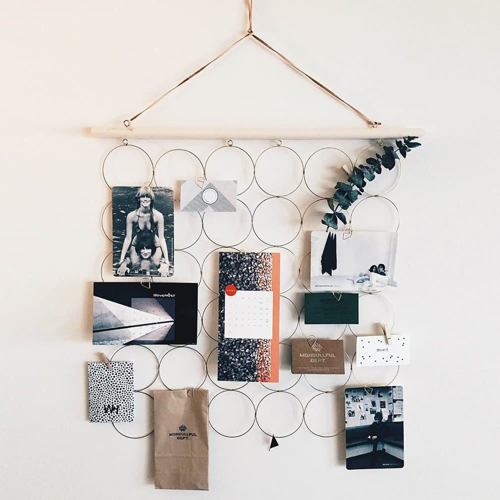 DIY Hanging Photo Frame by RECESKY - Copper Ring Picture Frames for Wall Decoration, Hanging Photo Display, Wall Memo Broad, Bedroom, Dorm Decor