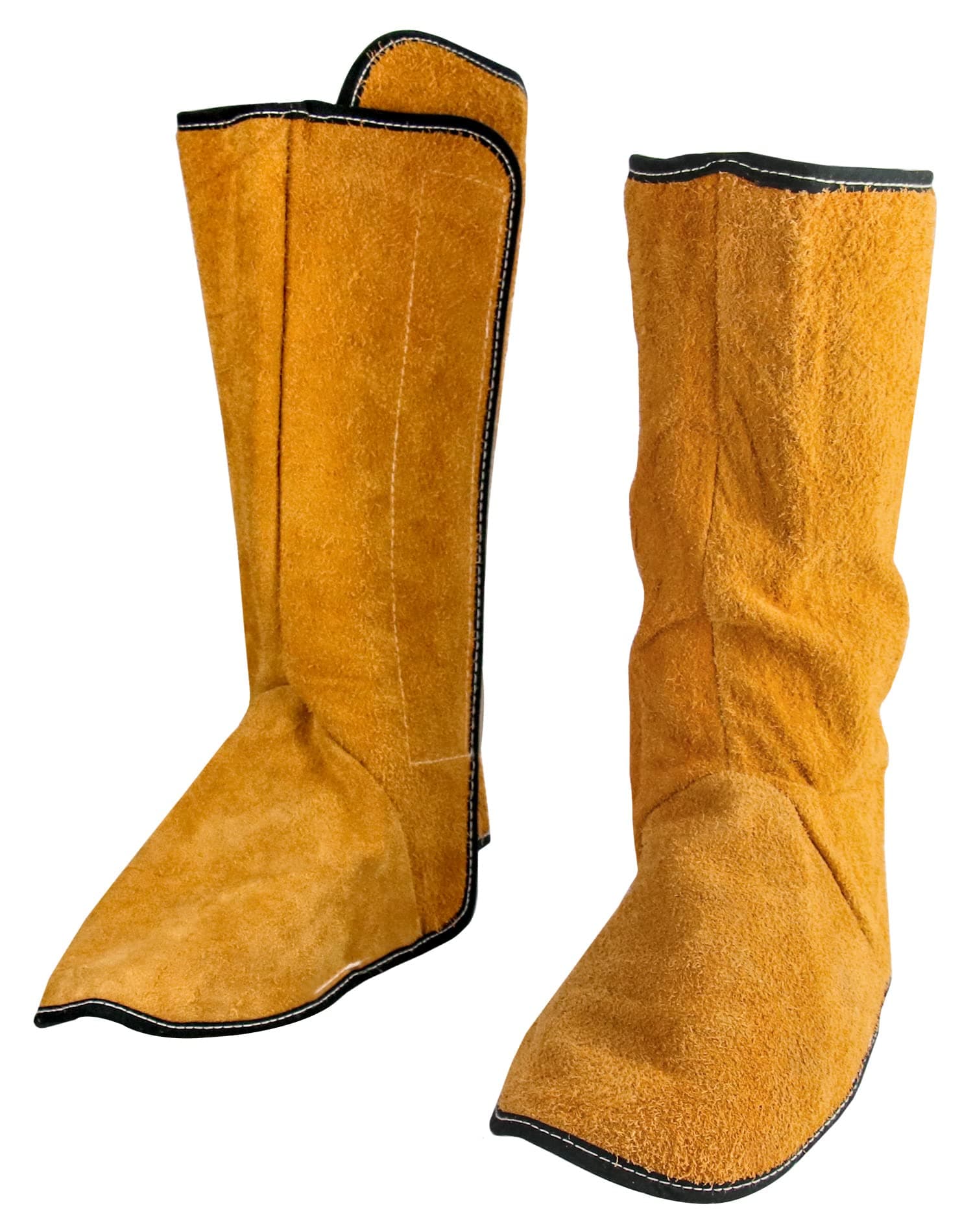 QWORK Fireproof Shoe Leg Cover Leather for Welding Welder Work Boot Protectors, Welding Safety Boot Covers, Leg Guards Gaiters, Men and Women
