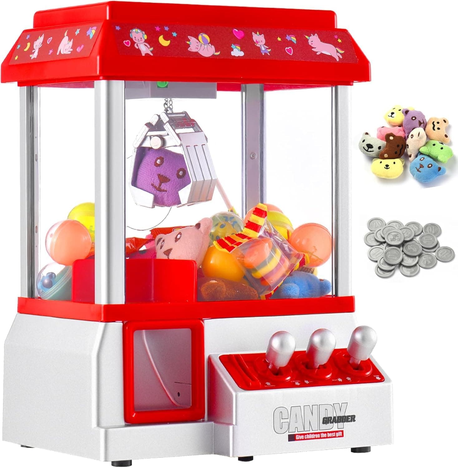 Claw Machine Arcade Game Candy Grabber Machine Mini Vending Machine For Kids Gumball Machine Sweet Grabber Machine Prize Sweet Dispenser Grab Machine For Party Birthday For Girls Boys