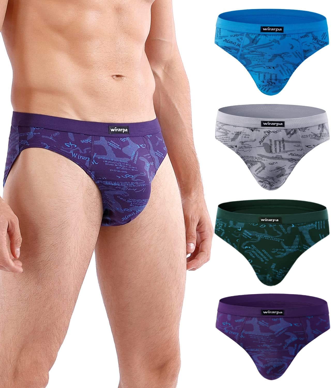 Men's Modal Briefs Underwear Soft Microfibre Underpants No Front Silky Touch Slips Covered Waistband Multipack