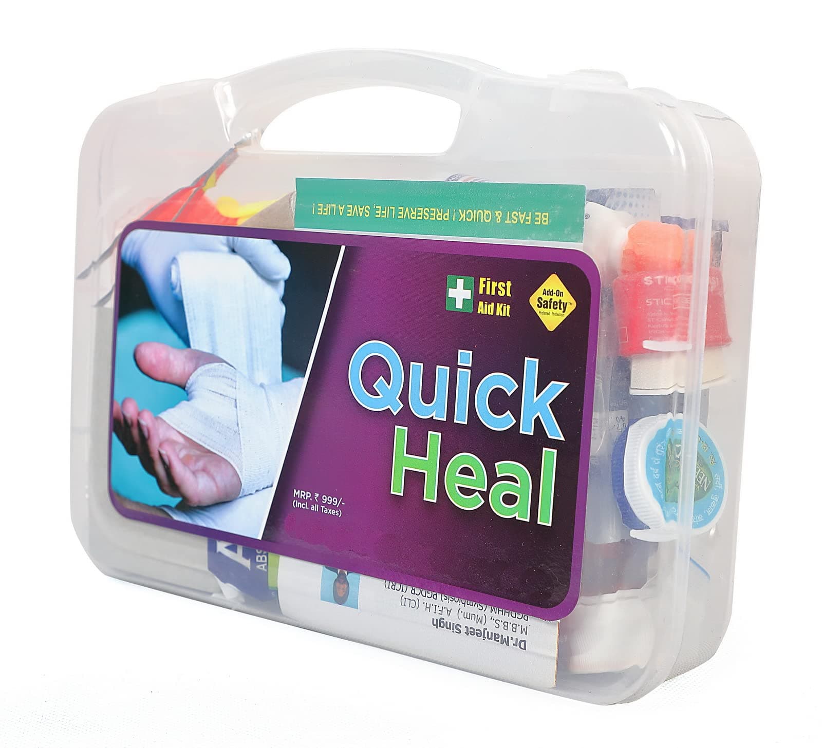 Add-on Safety Quick Heal First Aid Kit - with all the items inside