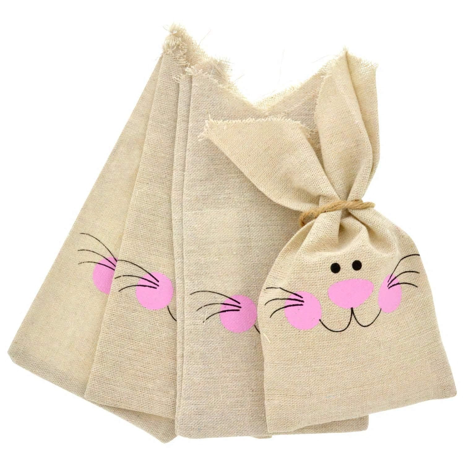 Easter Treat Sacks Bags Cloth with Burlap Drawstring | 24 Pieces 4" X 6" | Holds Sweet Goodies Candy Cookies Chocolate Small Toys Eggs | Kids DIY Project Basket Party Favor Hunt Stuffer (Brown)