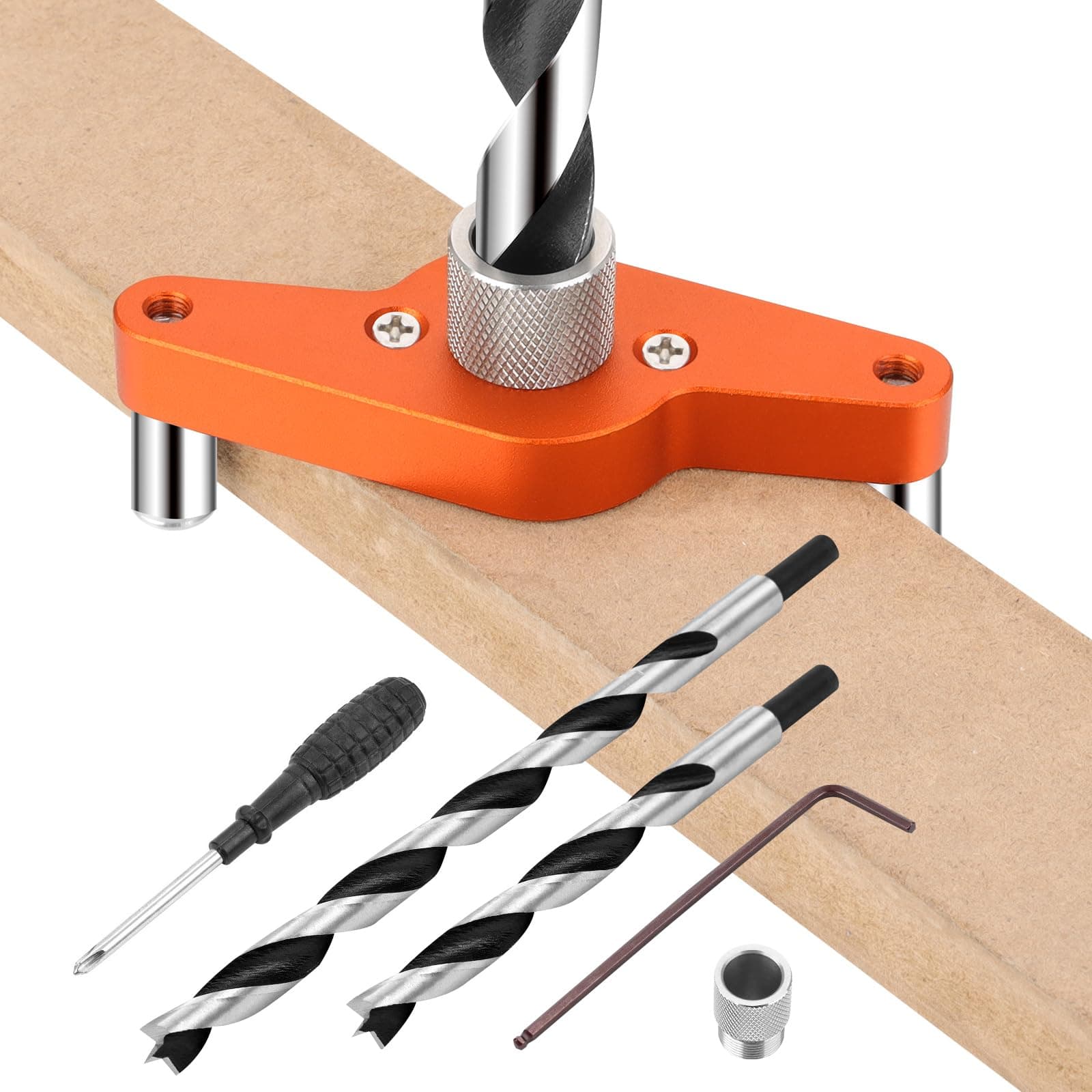 SLIIMU Floating Shelf Installation Dowel Jig Kit with 1/2 x 9.8'' &1/2 x 5''Bit,Mantle Straight Hole Drill Guide for Hidden Shelf Bracket,Self Centering Doweling Drill Jig for Invisible Shelf Hardware