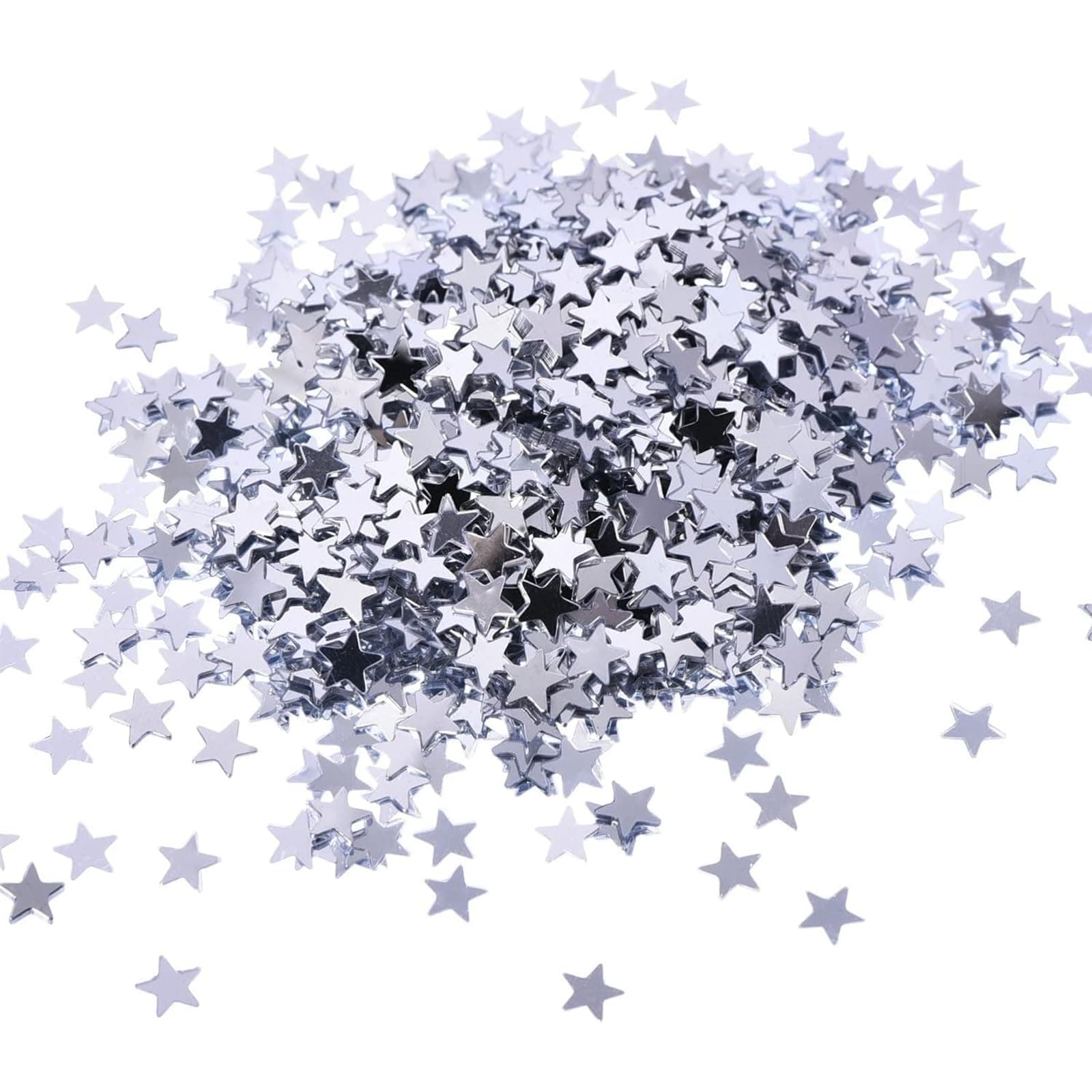 Confetti Glitter, 4000pcs 30g Plastic Stars Confetti Sparkly Sequins for Nail Art Decorations and Christmas Party Supplies, Silver