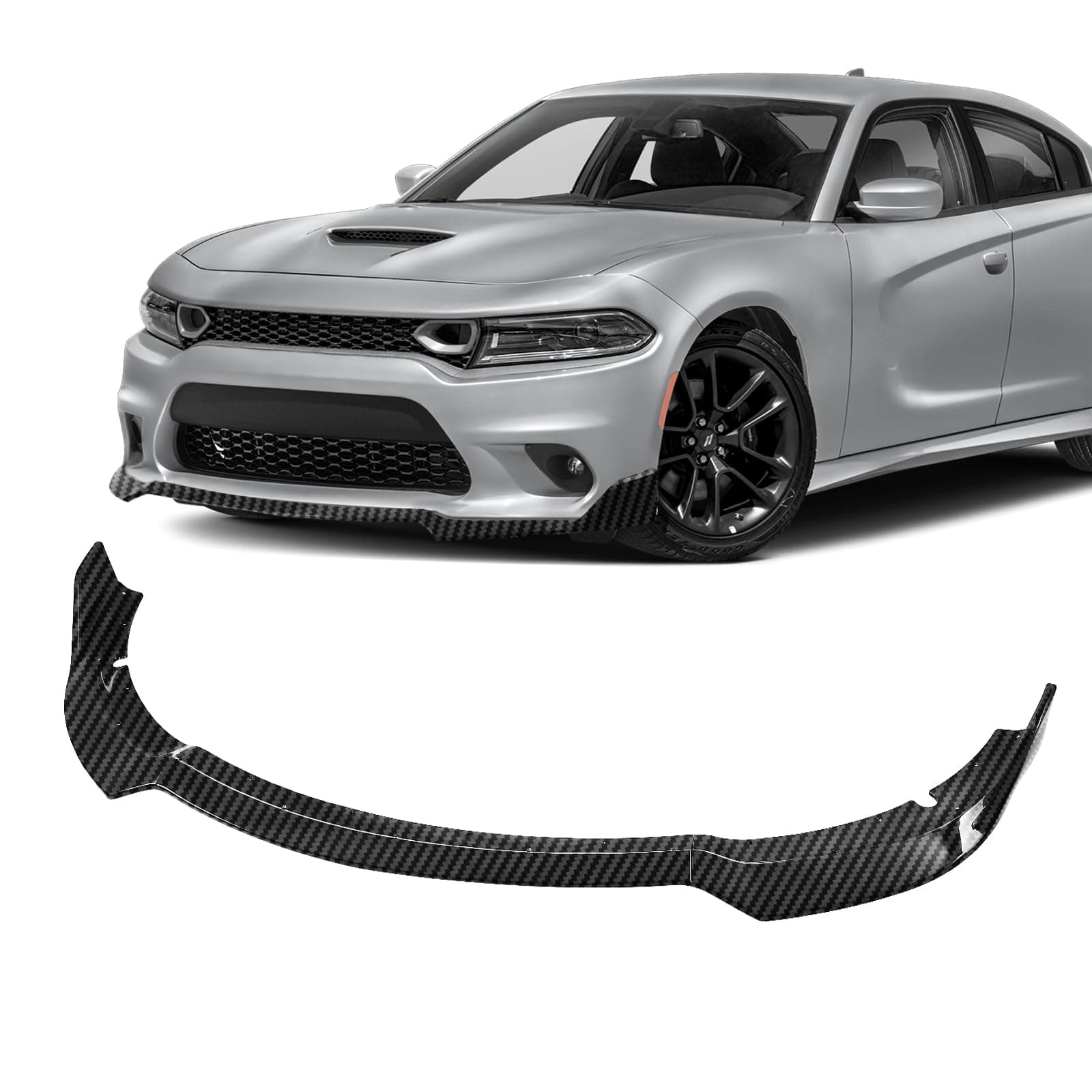Front Bumper Lip Compatible with Dodge Charger SE RT SXT GT 2015-2023 Sport Style Front Bumper Body Kit ABS Black ABS 2019-2023 SXT Sedan 4-Door