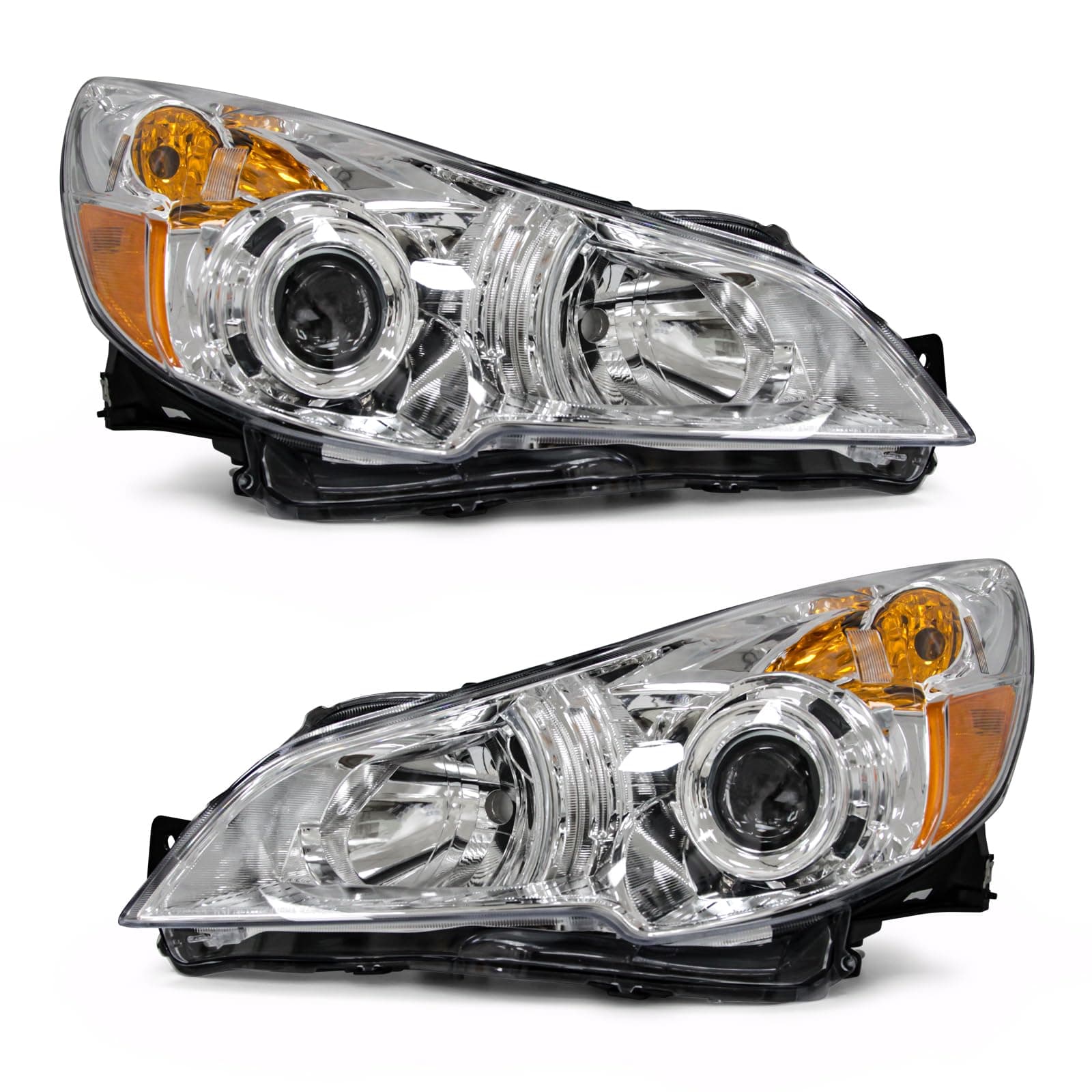 AS for 2010 2011 2012 2013 2014 Legacy/Outback Headlights Assembly Compatible with 2010-2014 Subaru Legacy/Outback Chrome Housing Clear Reflector Replacement Driver and Passenger Side