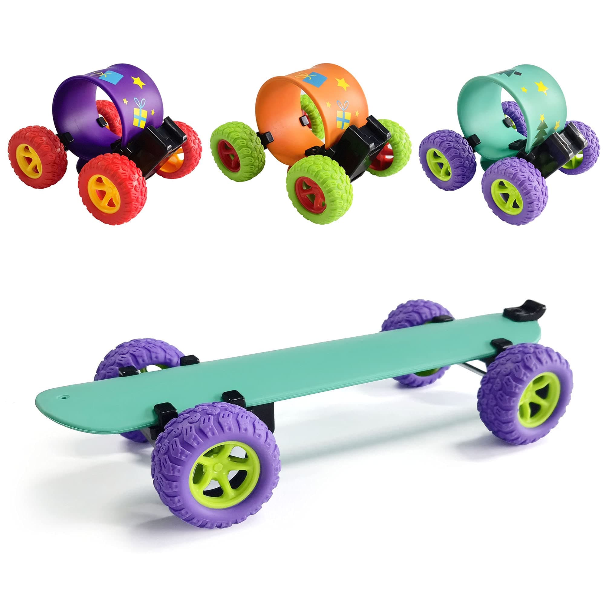 3 Pack Scooter Pull Back Vehicles Cars, 360 Degree Rotation Deformed Push and Go Toys Truck Cars for Kids Party Gifts Christmas Stocking Fillers