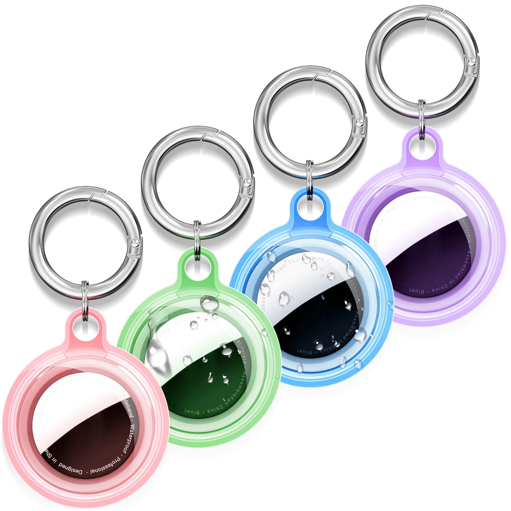 Waterproof Case for AirTag(4 Pack) - Shockproof & Dustproof for Apple AirTag Holder with Keychain for Pets, Kids, Luggage, Bags, Keys - 4 Color