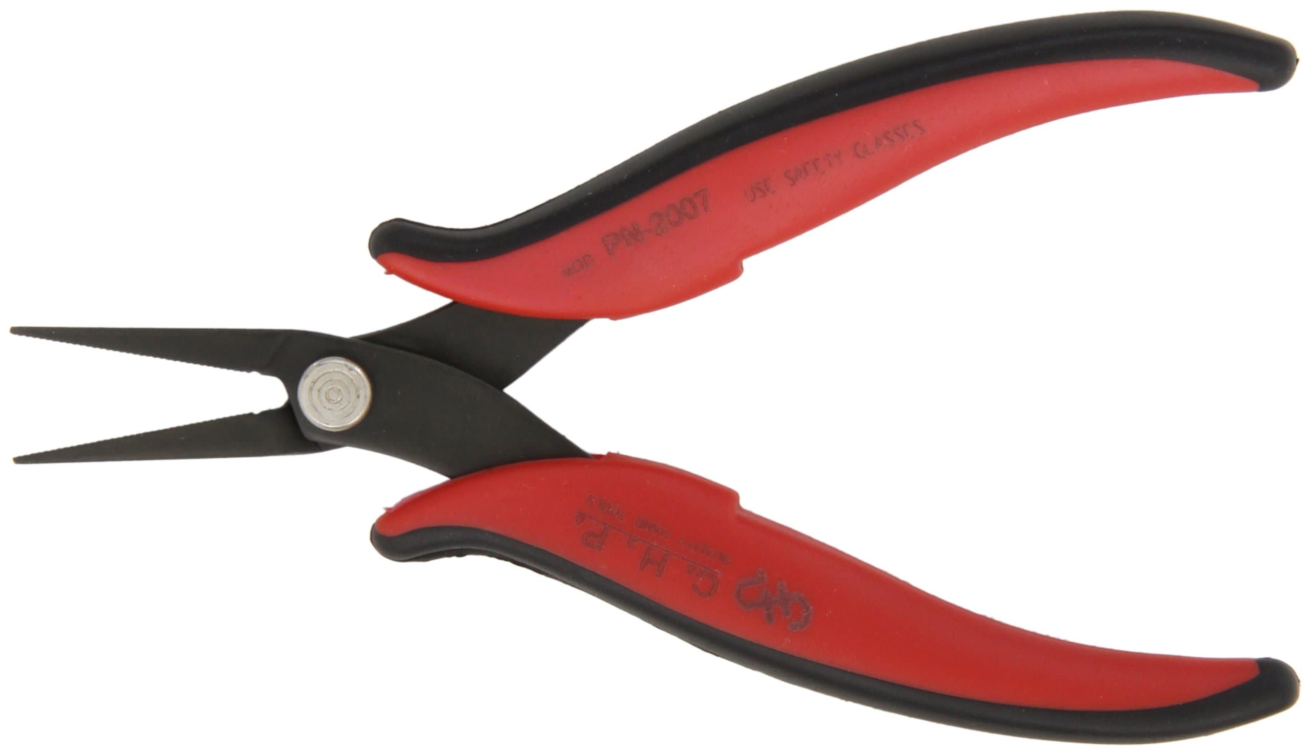 Hakko CHP PN-2007 Long-Nose Pliers, Flat Nose, Flat Outside Edge, Serrated Jaws, 32mm Jaw Length, 3mm Nose Width, 3mm Thick Steel, Original Version