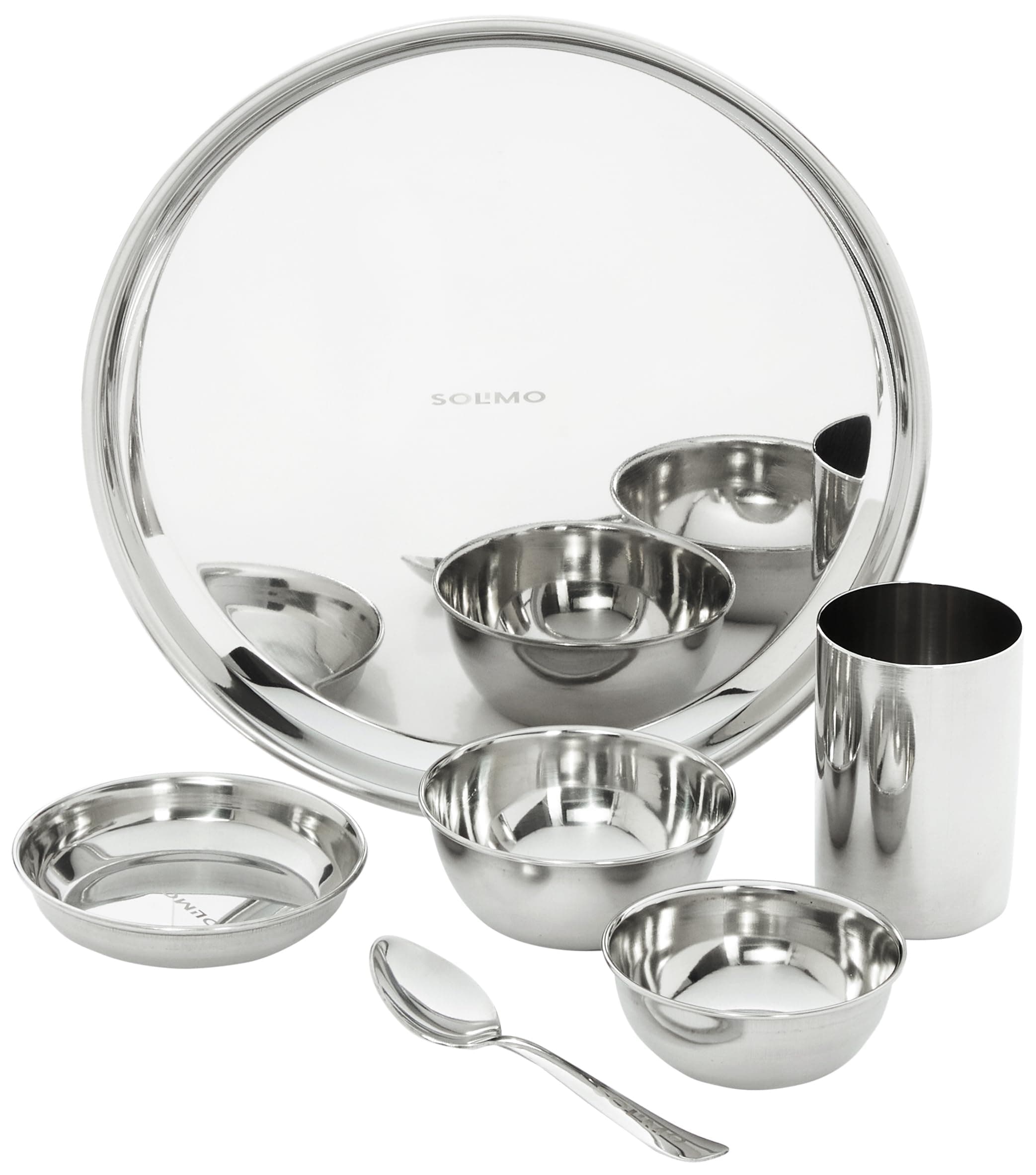 Amazon Solimo Dinner Set| Stainless Steel | Set of 6 | Solid Mirror Finish | Silver