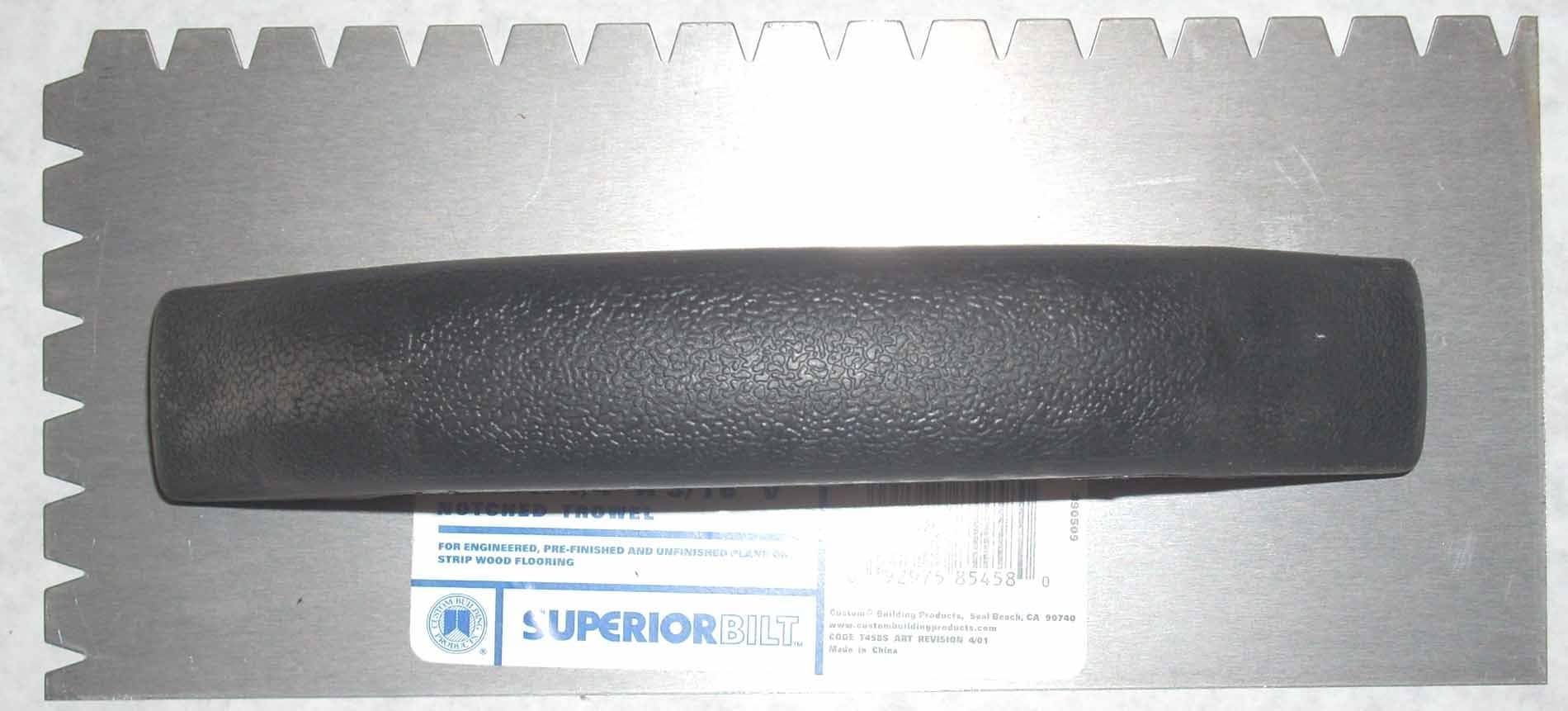 SuperiorBilt 3/16 x 1/4 x 5/16 V-Notched Trowel Flat 4 x 9