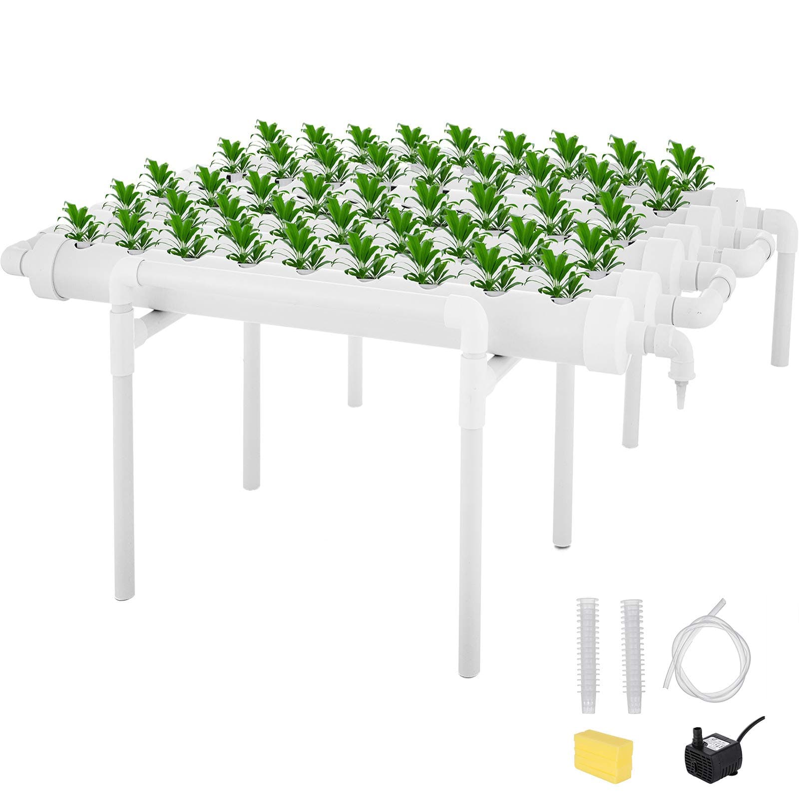 1 Layer 54 Plant Sites Hydroponic Site Grow Kit 6 Pipes Hydroponic Growing System Water Culture Garden Plant System for Leafy Vegetables Lettuce Herb Celery Cabbage